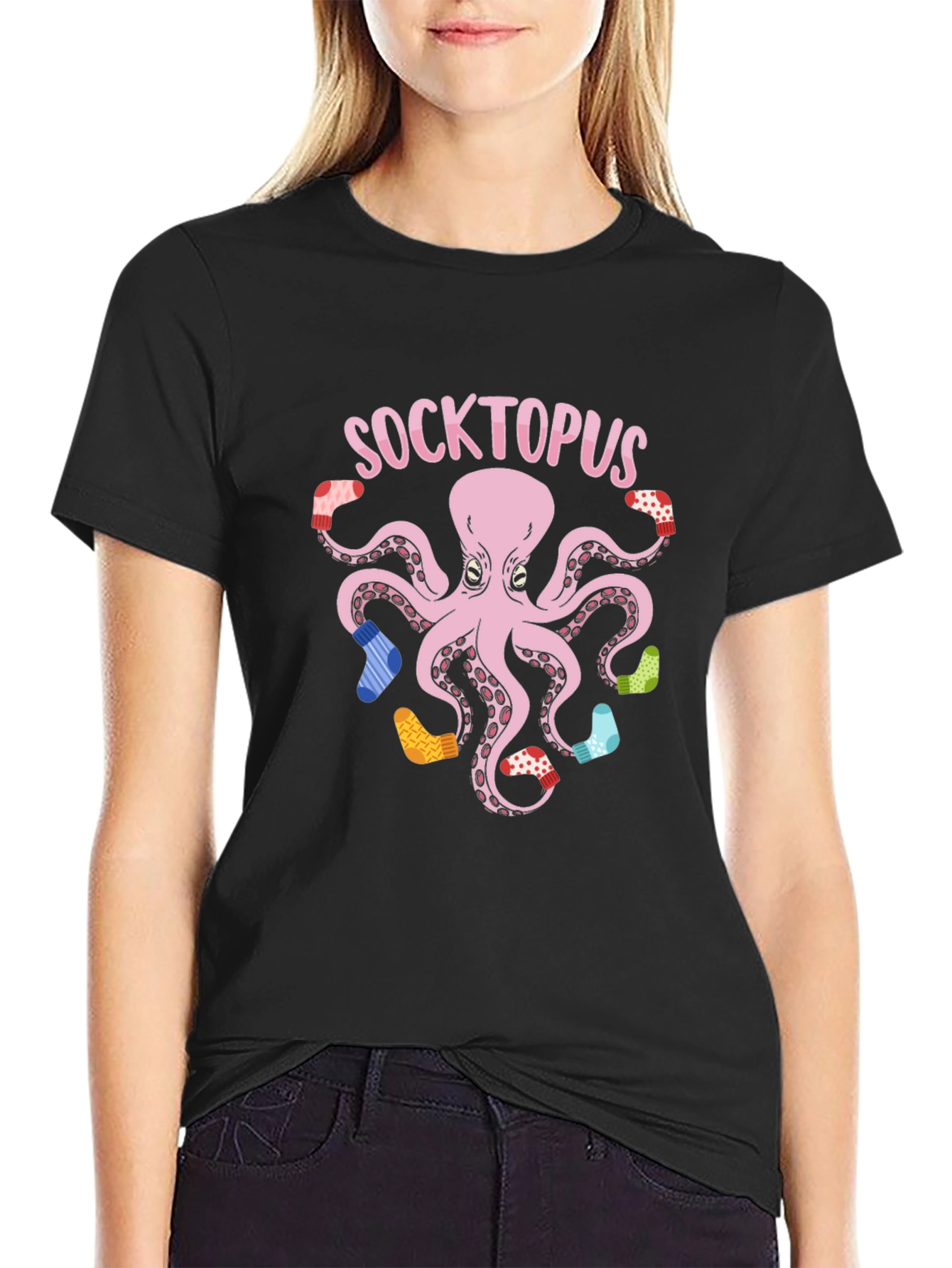 Socktopus Graphic Tee - Quirky Octopus with Socks T-Shirt