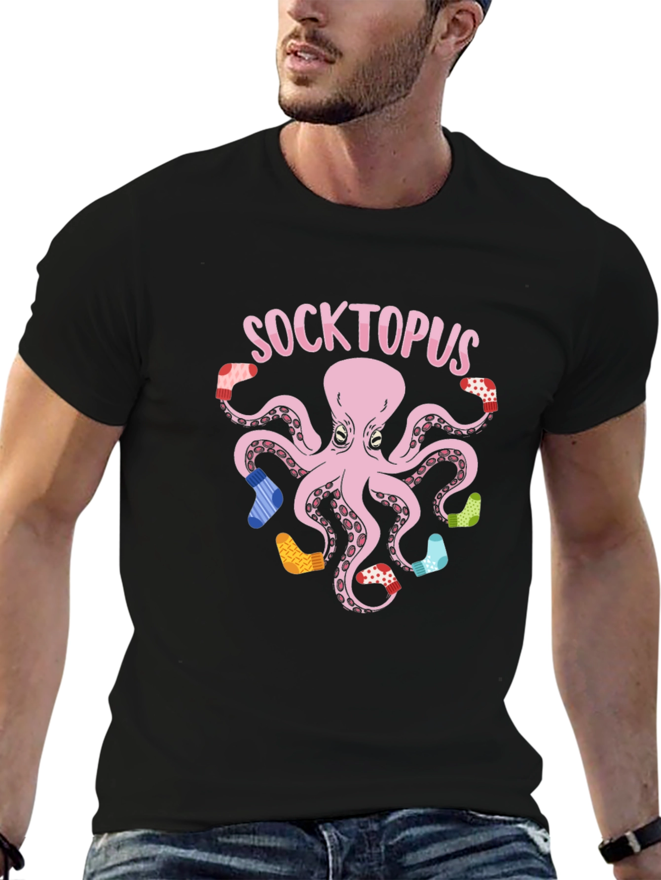 Socktopus Graphic Tee - Quirky Octopus with Socks T-Shirt
