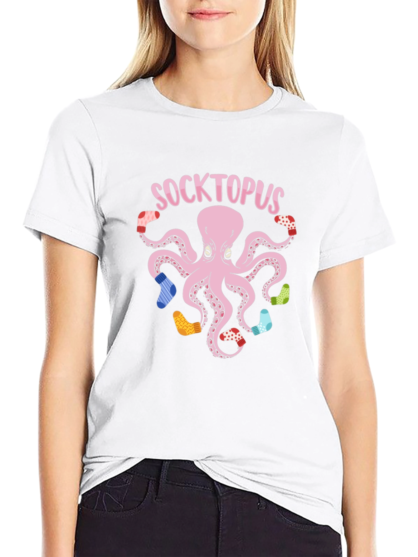 Socktopus Graphic Tee - Quirky Octopus with Socks T-Shirt