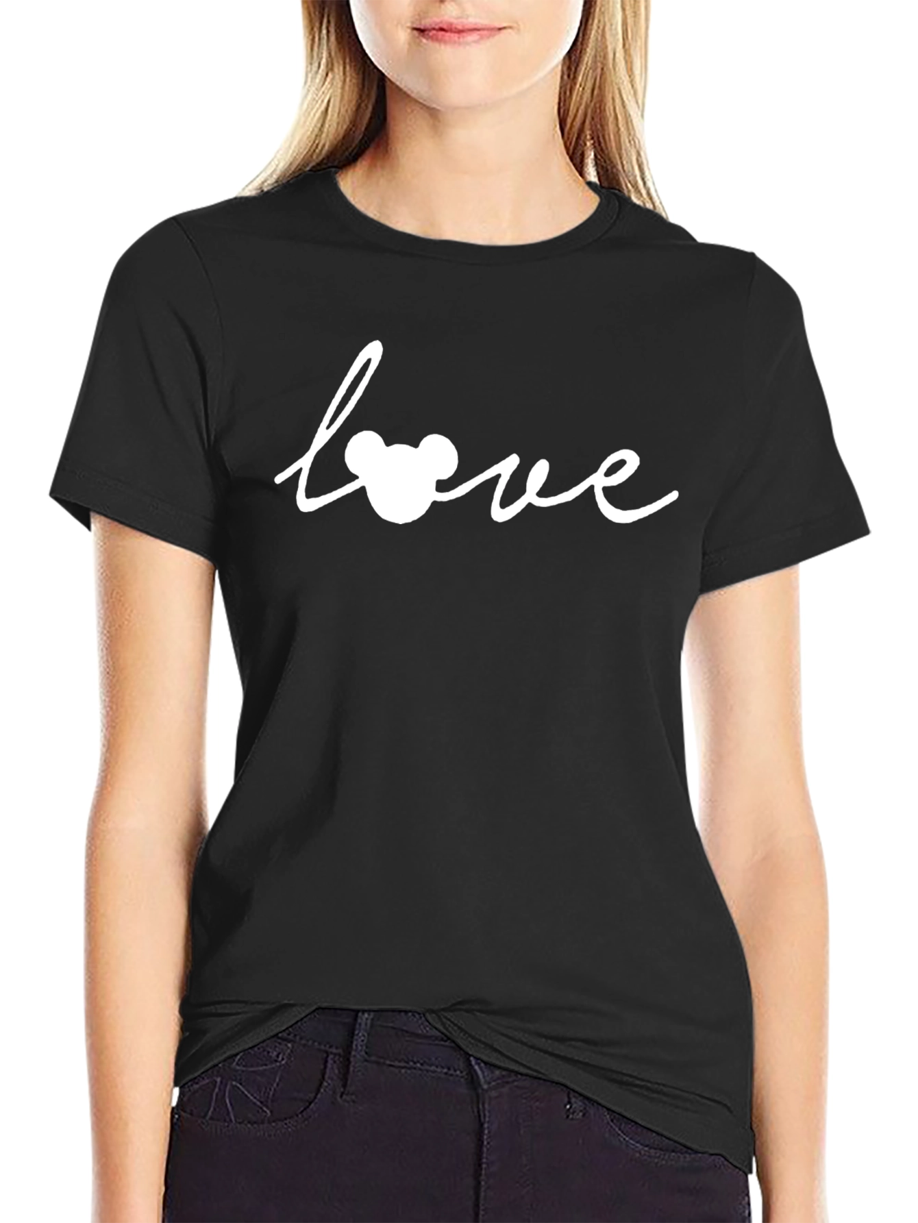 Mickey Mouse Love Graphic Tee - Black