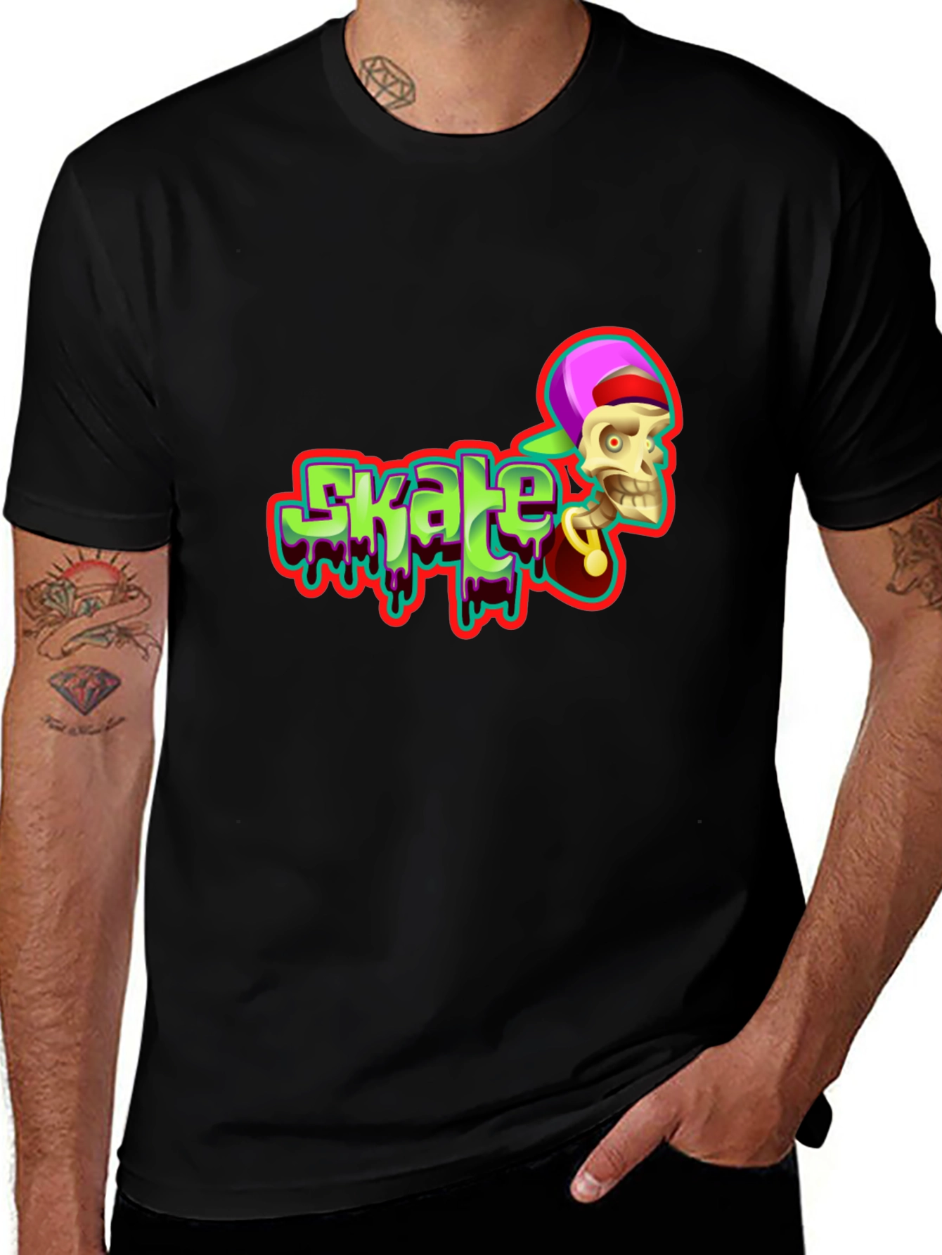 Skate Skeleton T-Shirt - Cool Graphic Tee