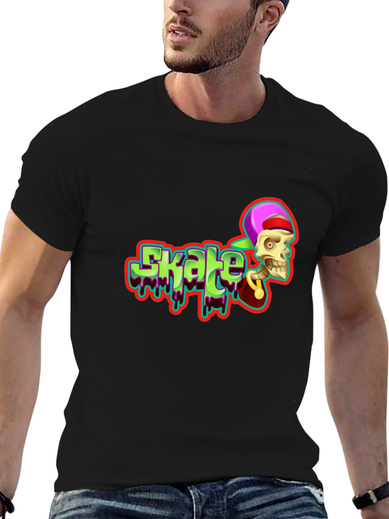 Skate Skeleton T-Shirt - Cool Graphic Tee