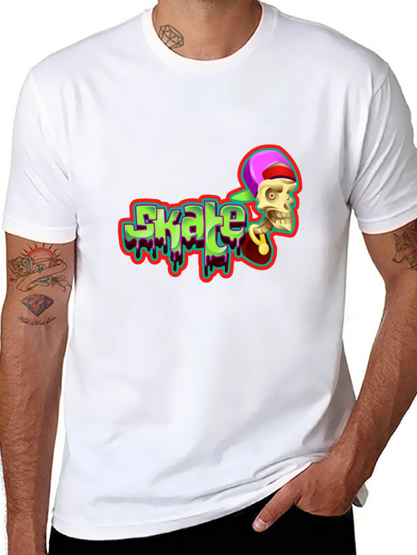 Skate Skeleton T-Shirt - Cool Graphic Tee