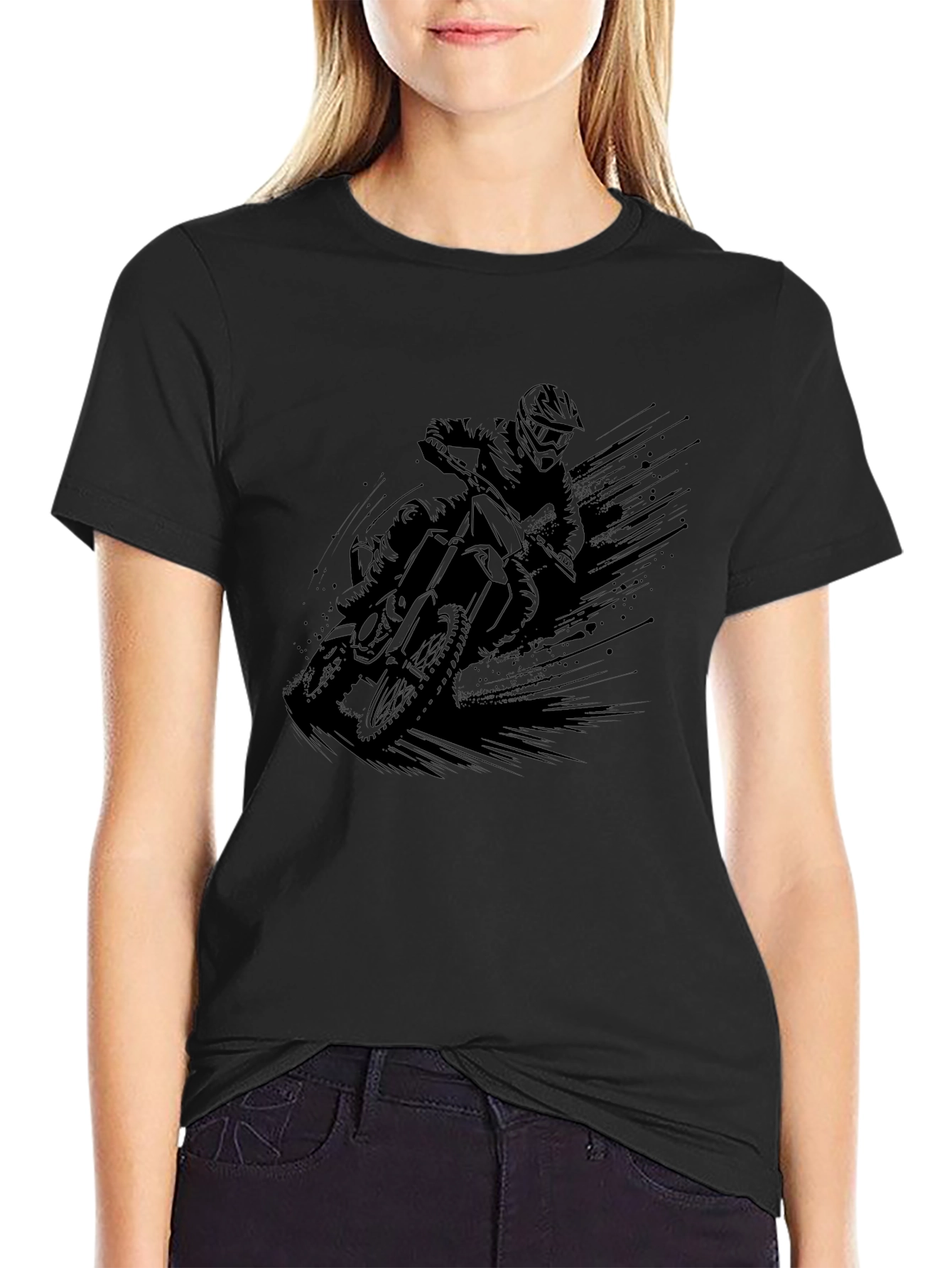 Black Motorcycle Graphic T-Shirt - Ride in Style