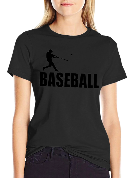 Baseball Graphic Tee - Black Cotton T-Shirt