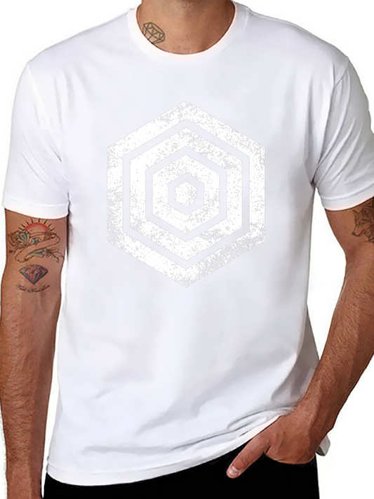 Geometric Hexagon T-Shirt - Distressed Print