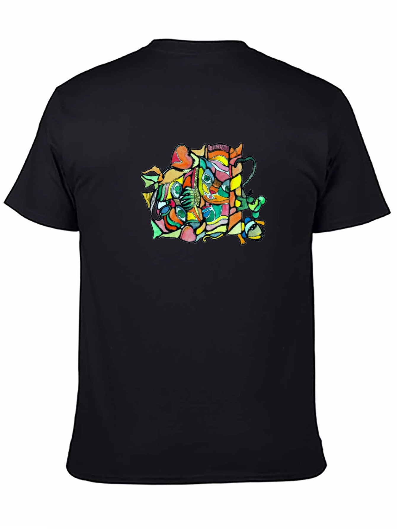 Abstract Graphic Black Crew Neck T-Shirt