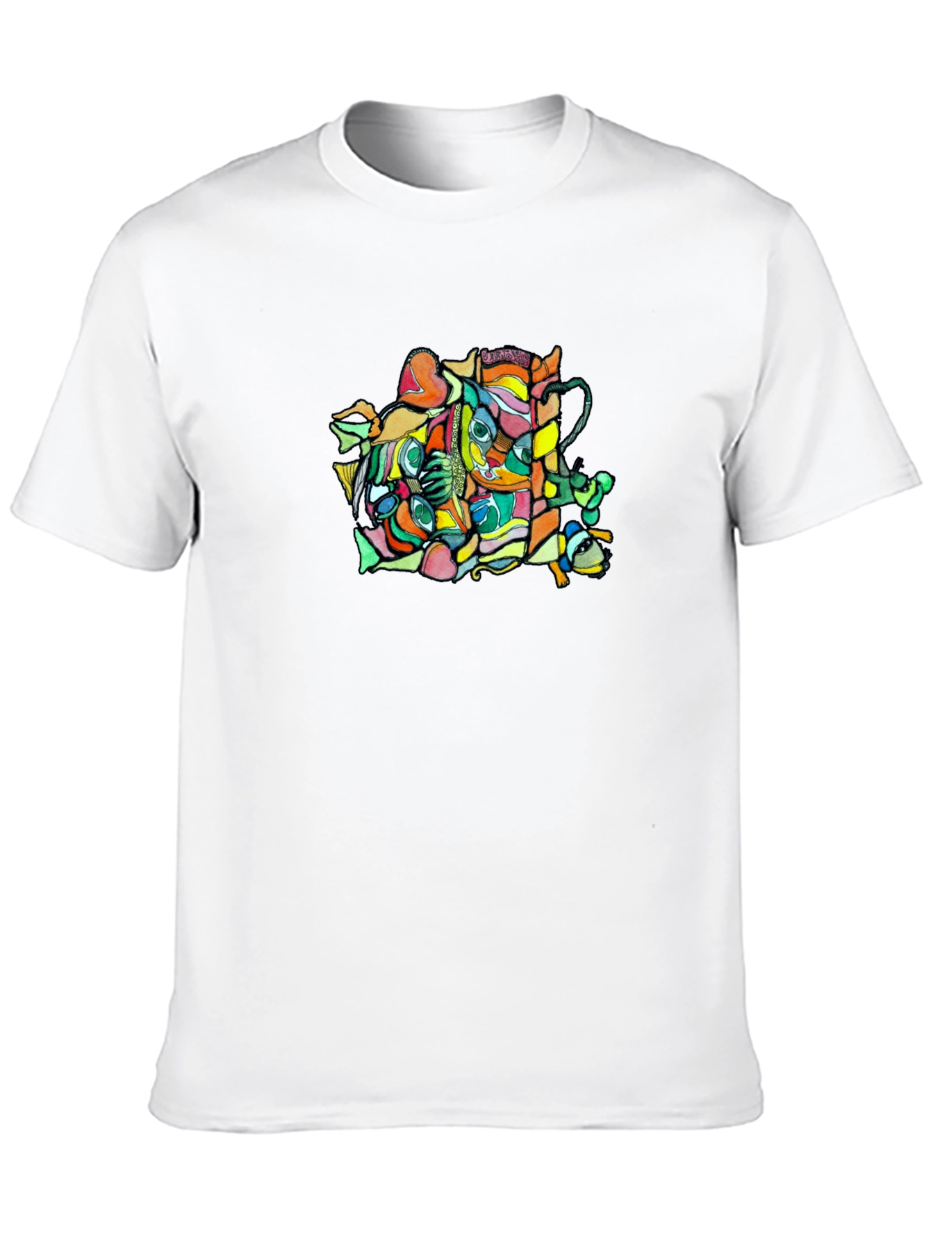 Abstract Graphic Black Crew Neck T-Shirt