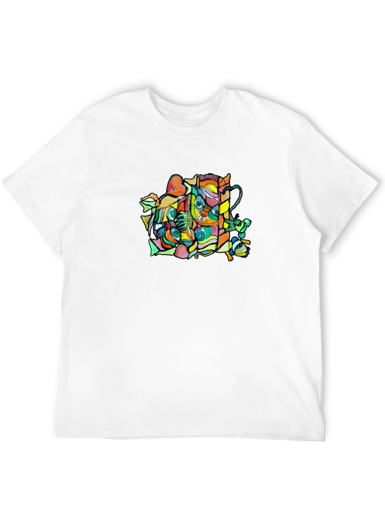 Abstract Graphic Black Crew Neck T-Shirt