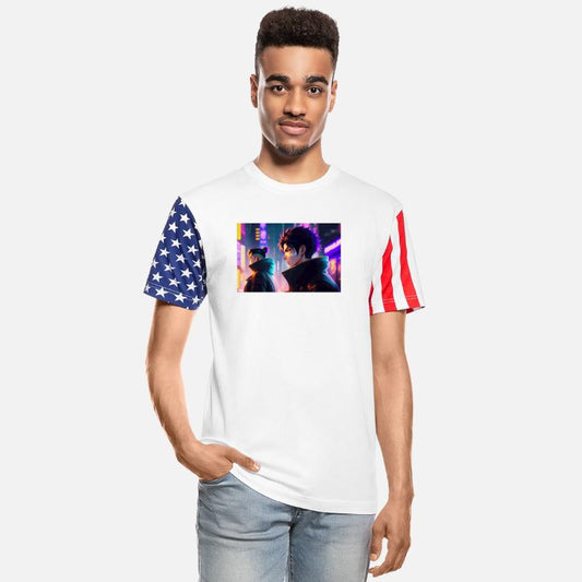 anime men listen elctronic music in a cyberpunk ci