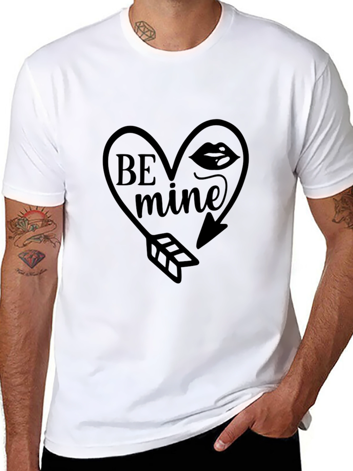Be Mine Heart Arrow Graphic Tee - Black