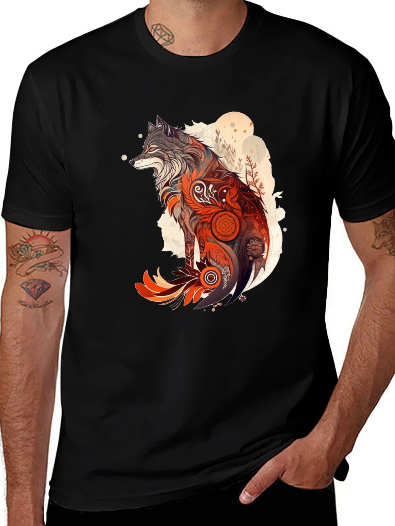Wolf Graphic Print T-Shirt - Artistic Design