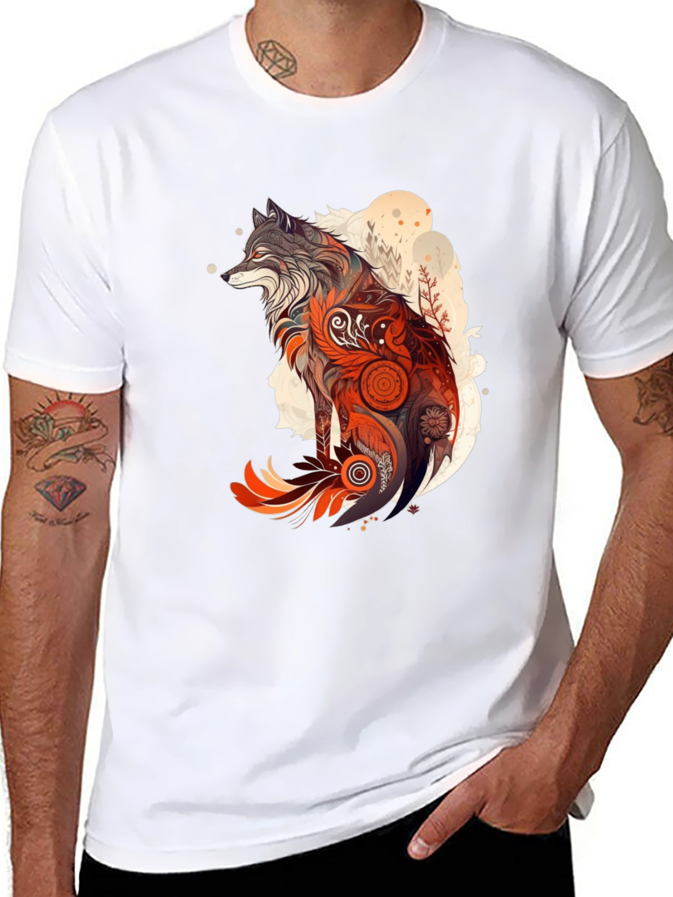 Wolf Graphic Print T-Shirt - Artistic Design