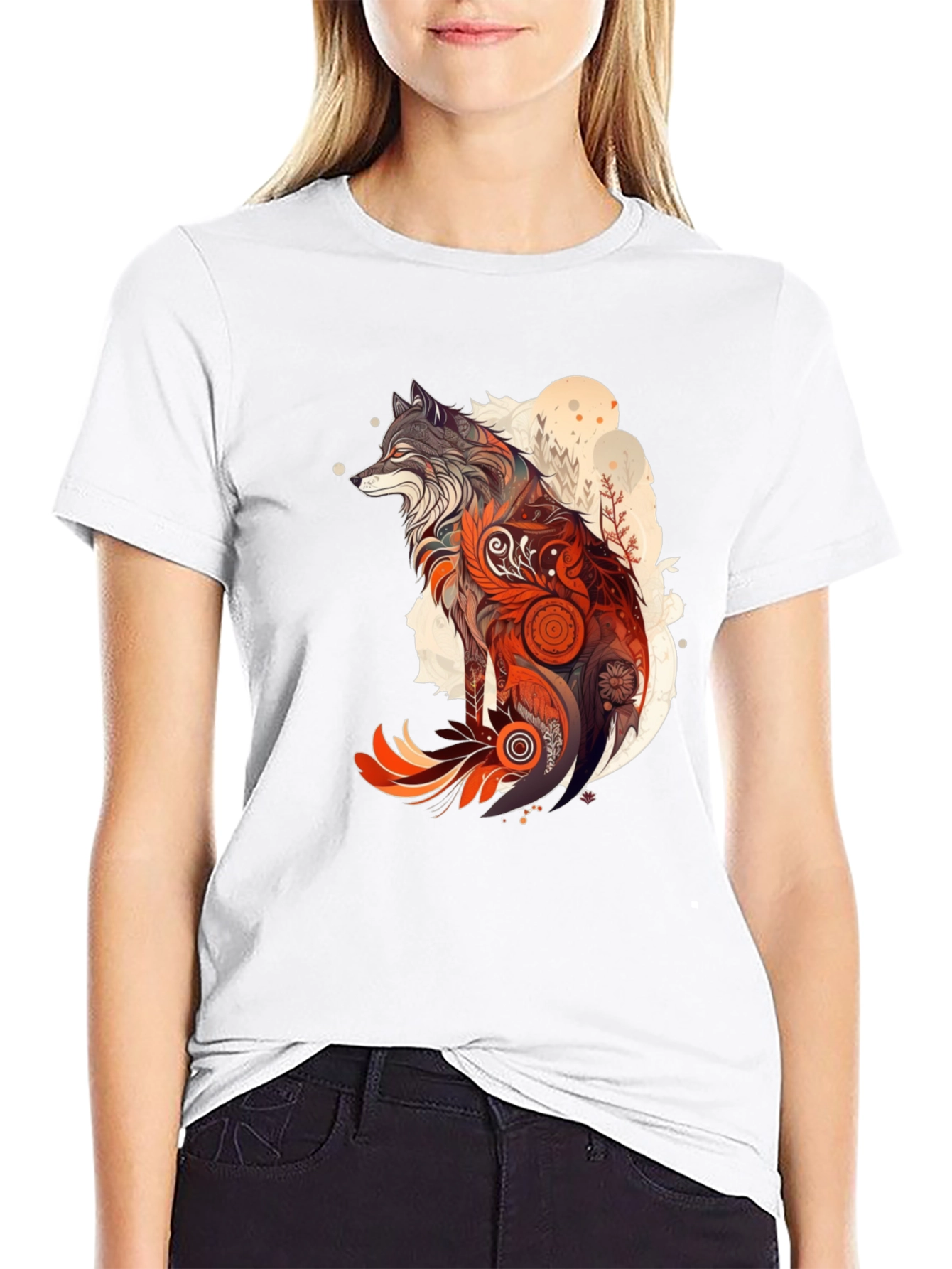 Wolf Graphic Print T-Shirt - Artistic Design