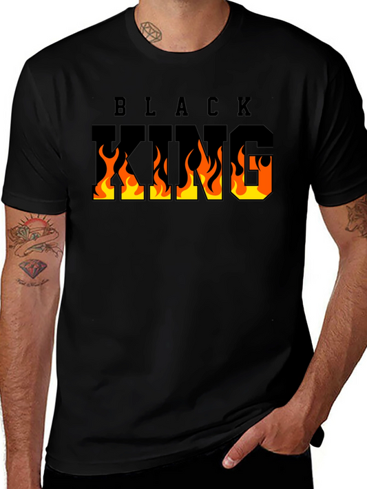 Black King Fire Graphic T-Shirt