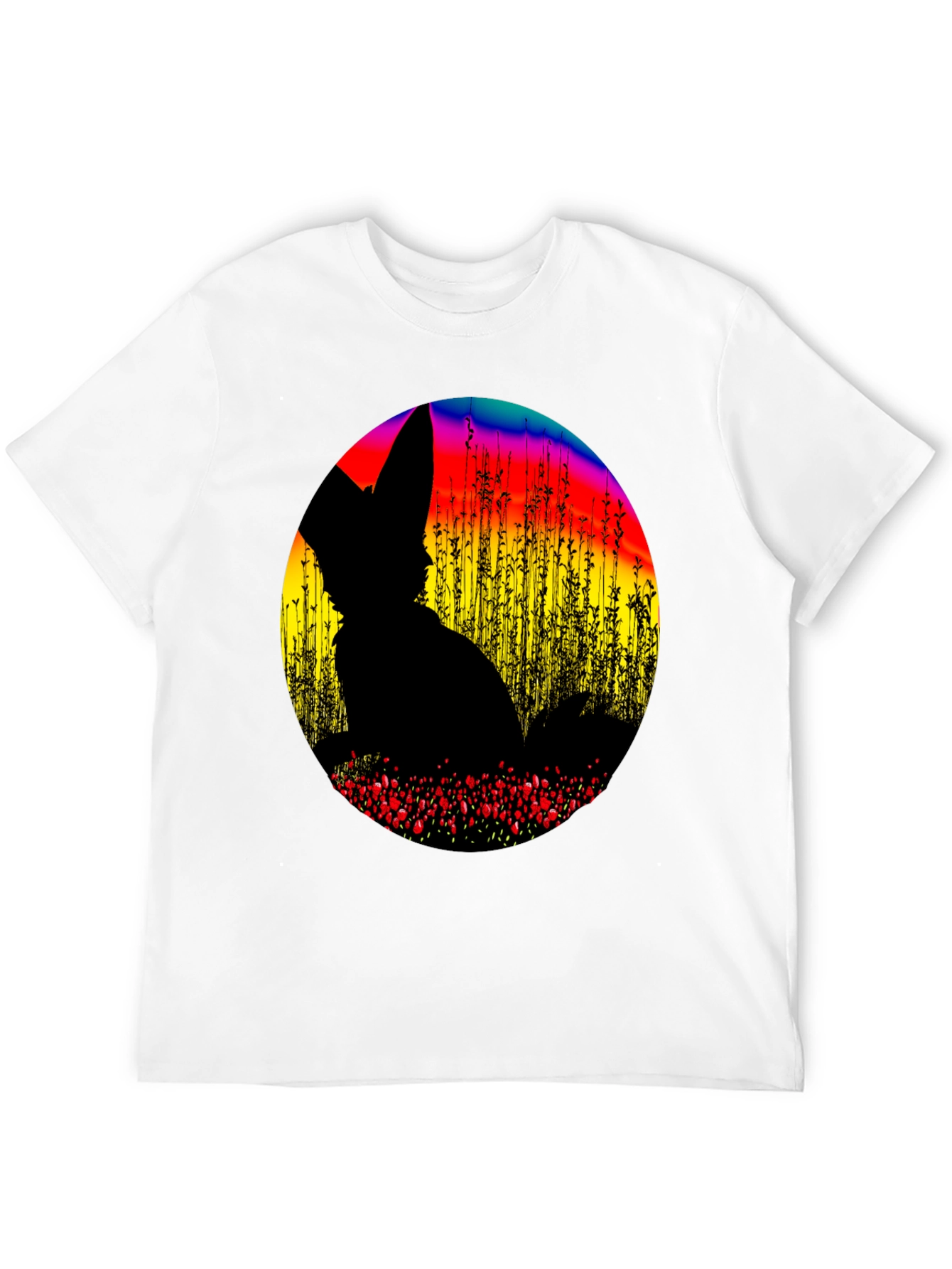 Abstract Fox Silhouette Graphic T-Shirt