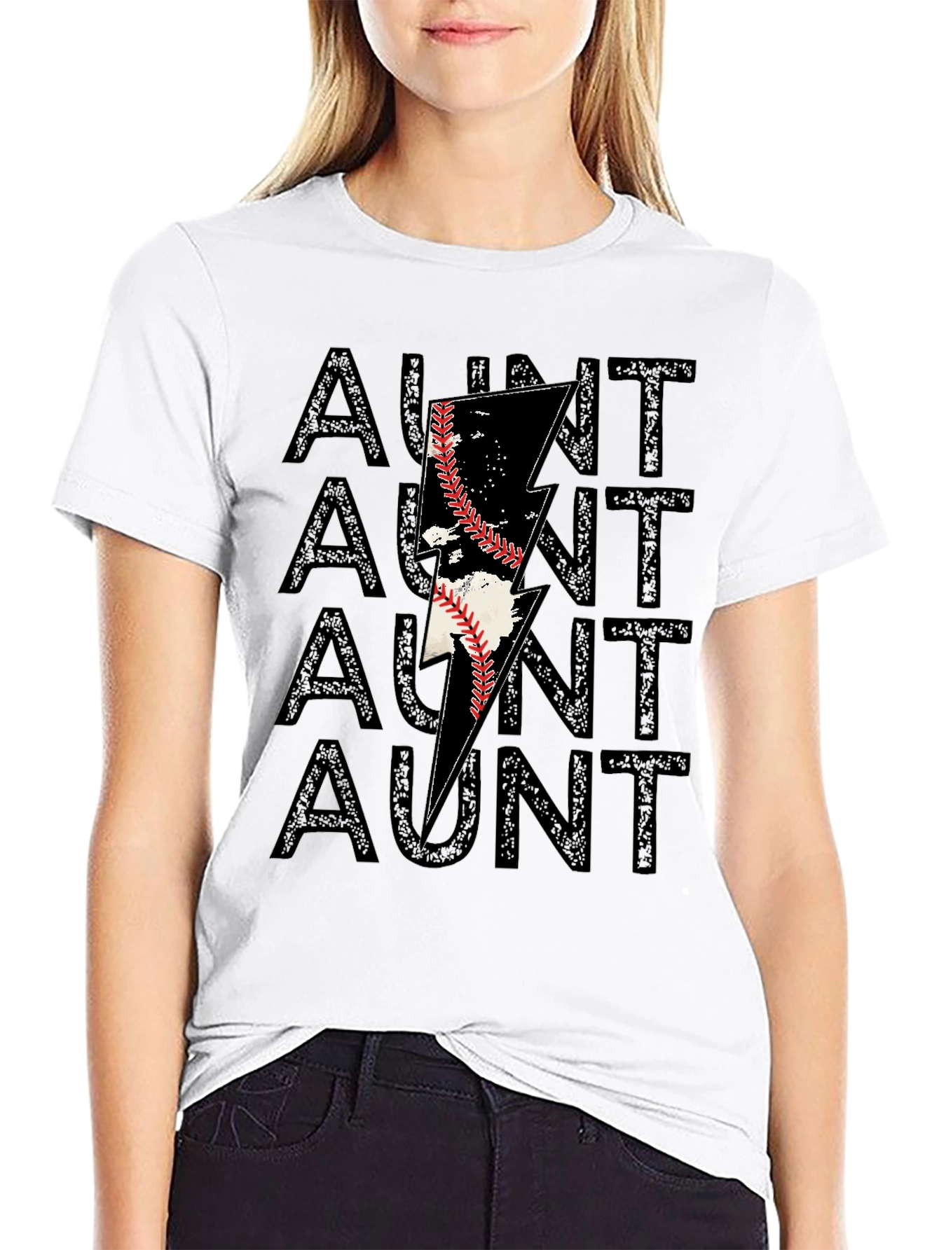 Baseball Aunt Lightning Bolt Graphic Tee