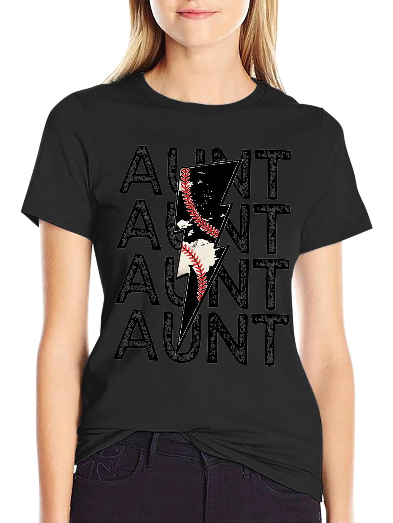 Baseball Aunt Lightning Bolt Graphic Tee