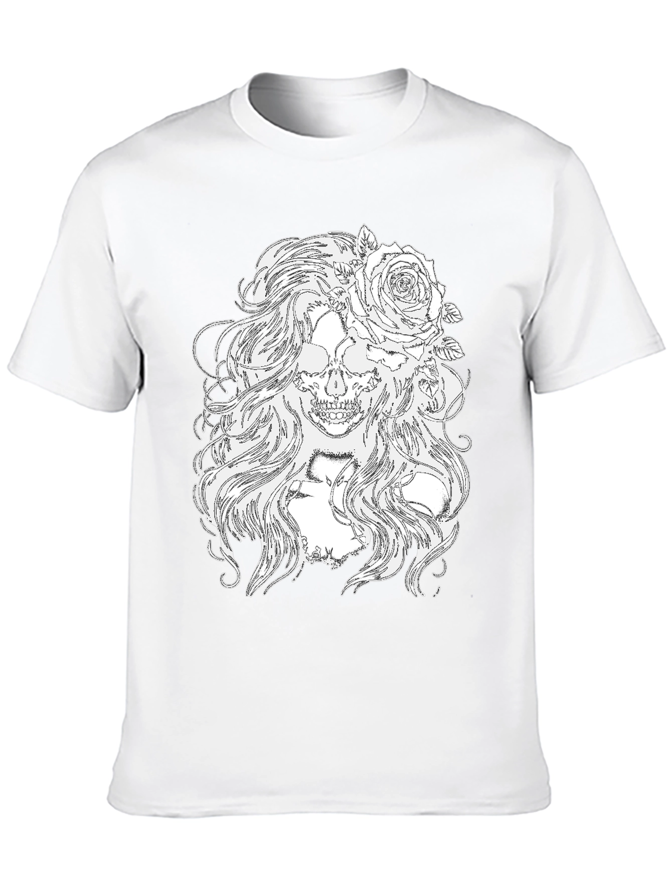 Skull & Roses Graphic Tee - Black Cotton T-Shirt