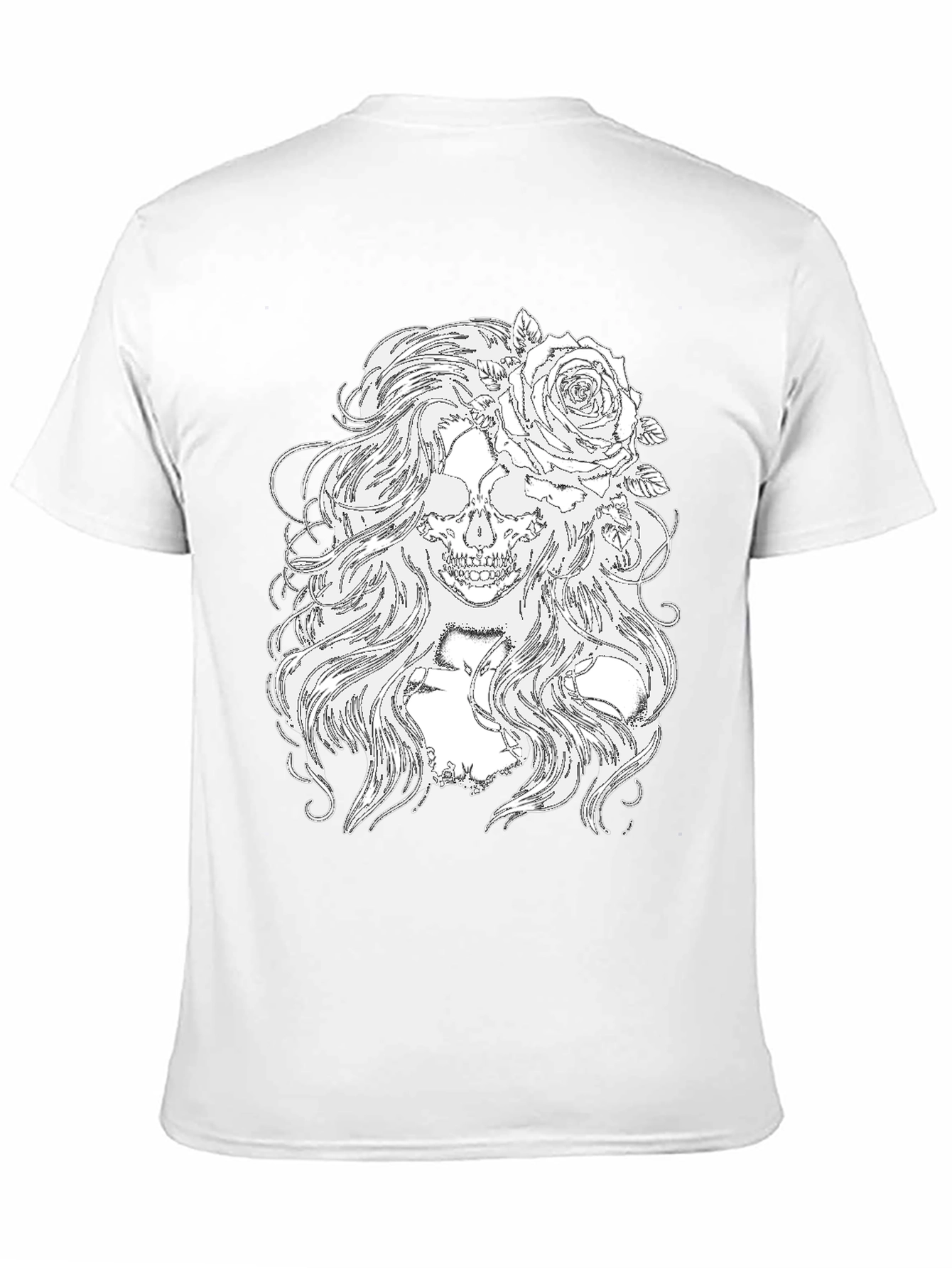 Skull & Roses Graphic Tee - Black Cotton T-Shirt