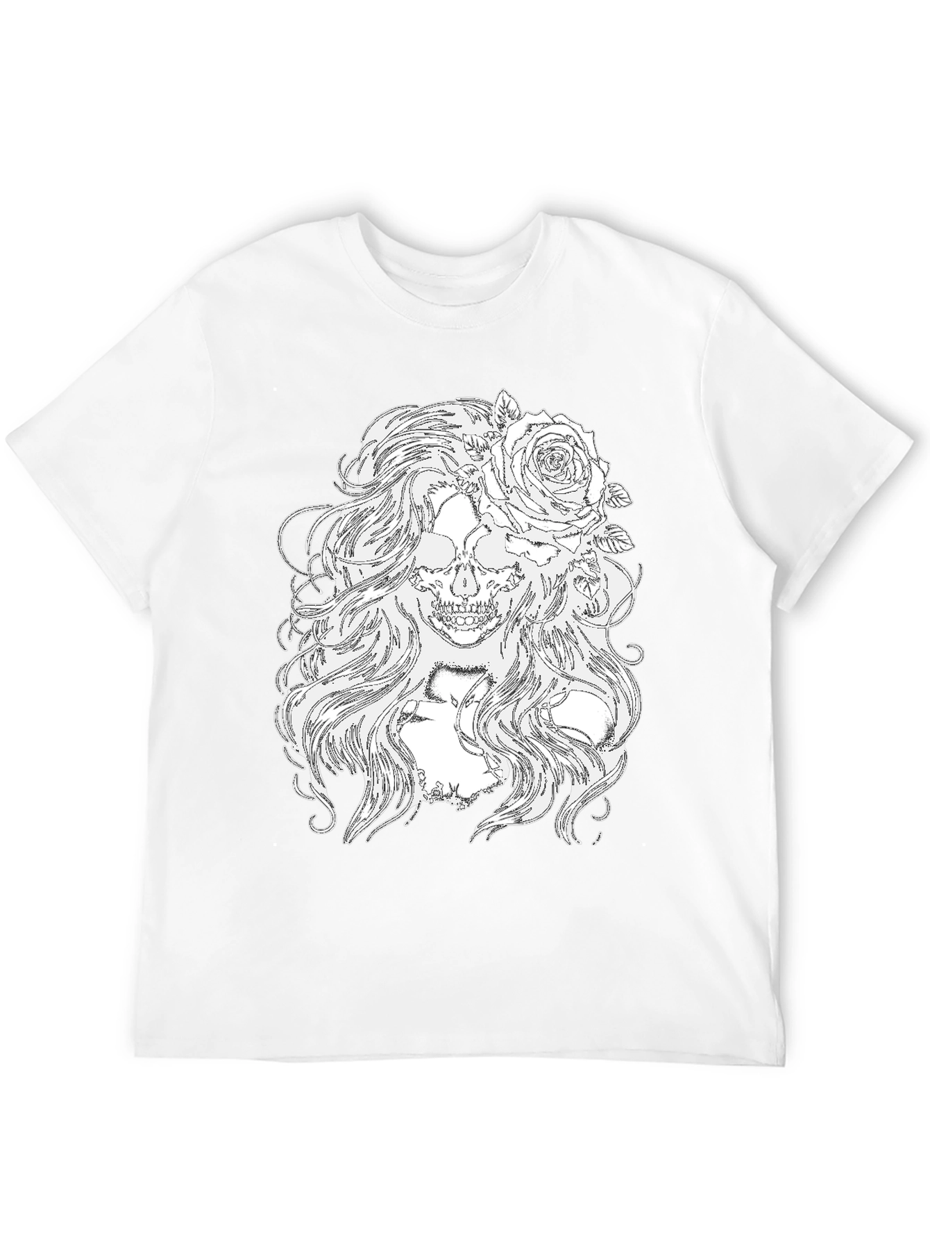 Skull & Roses Graphic Tee - Black Cotton T-Shirt