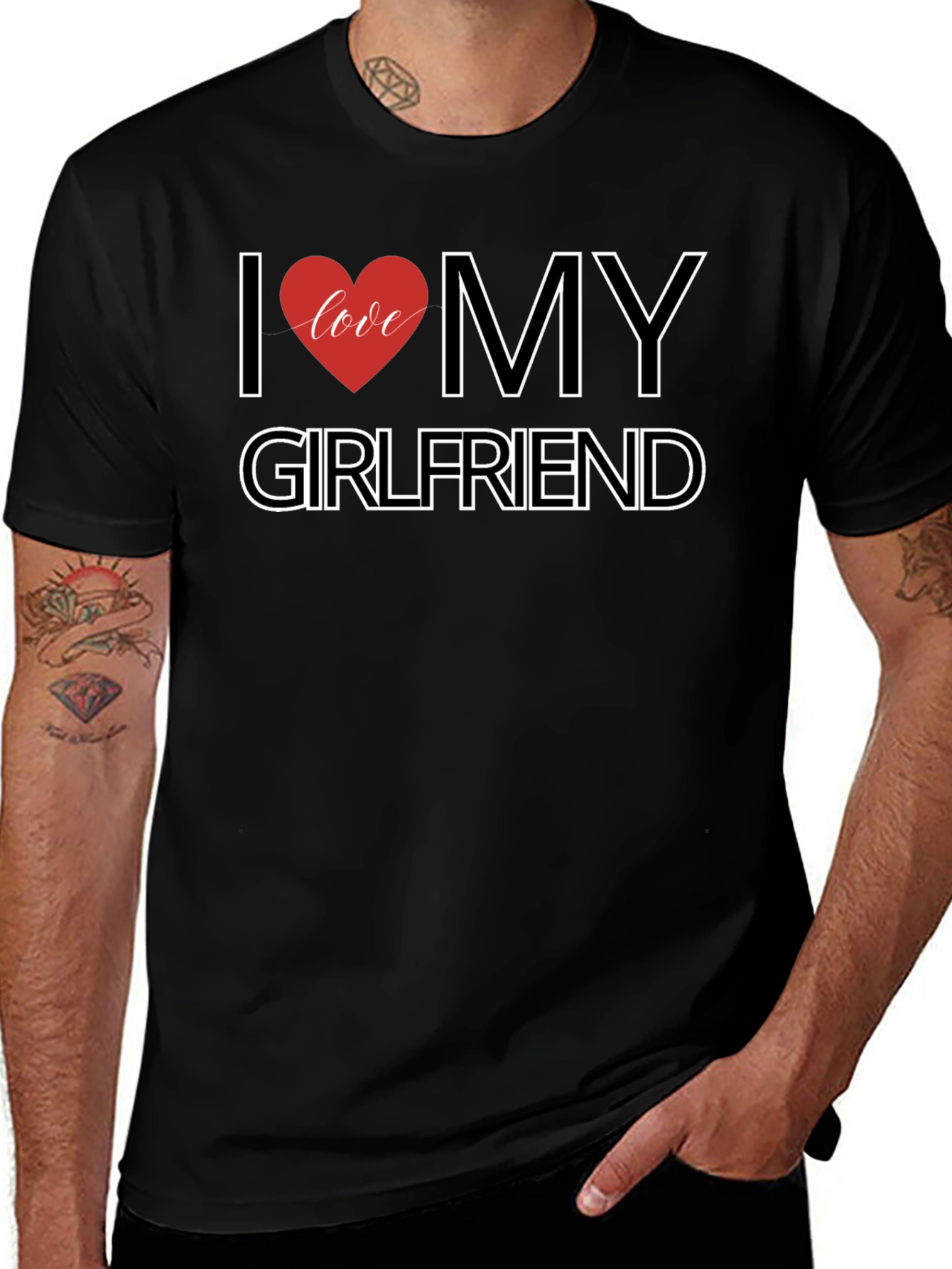 I Love My Girlfriend Black T-Shirt