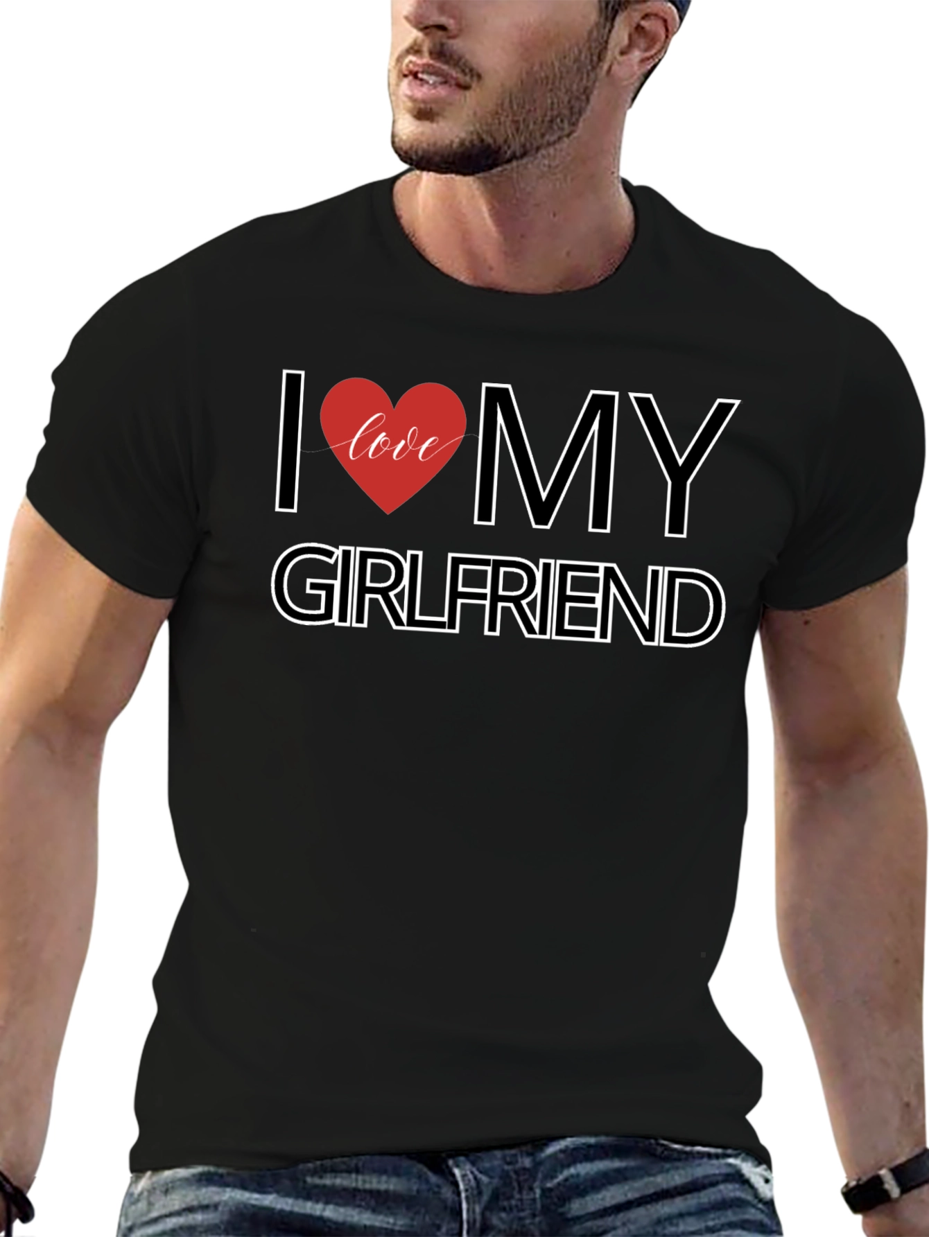 I Love My Girlfriend Black T-Shirt