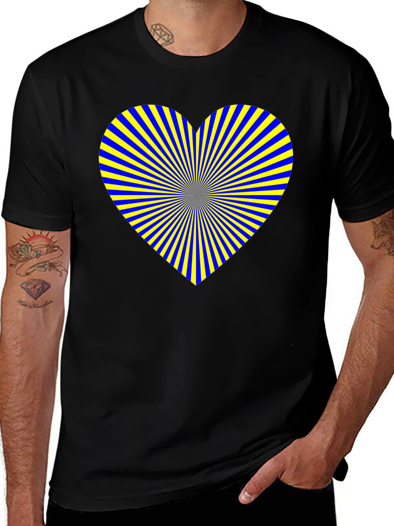 Heart Burst Graphic Tee - Soft Black Cotton