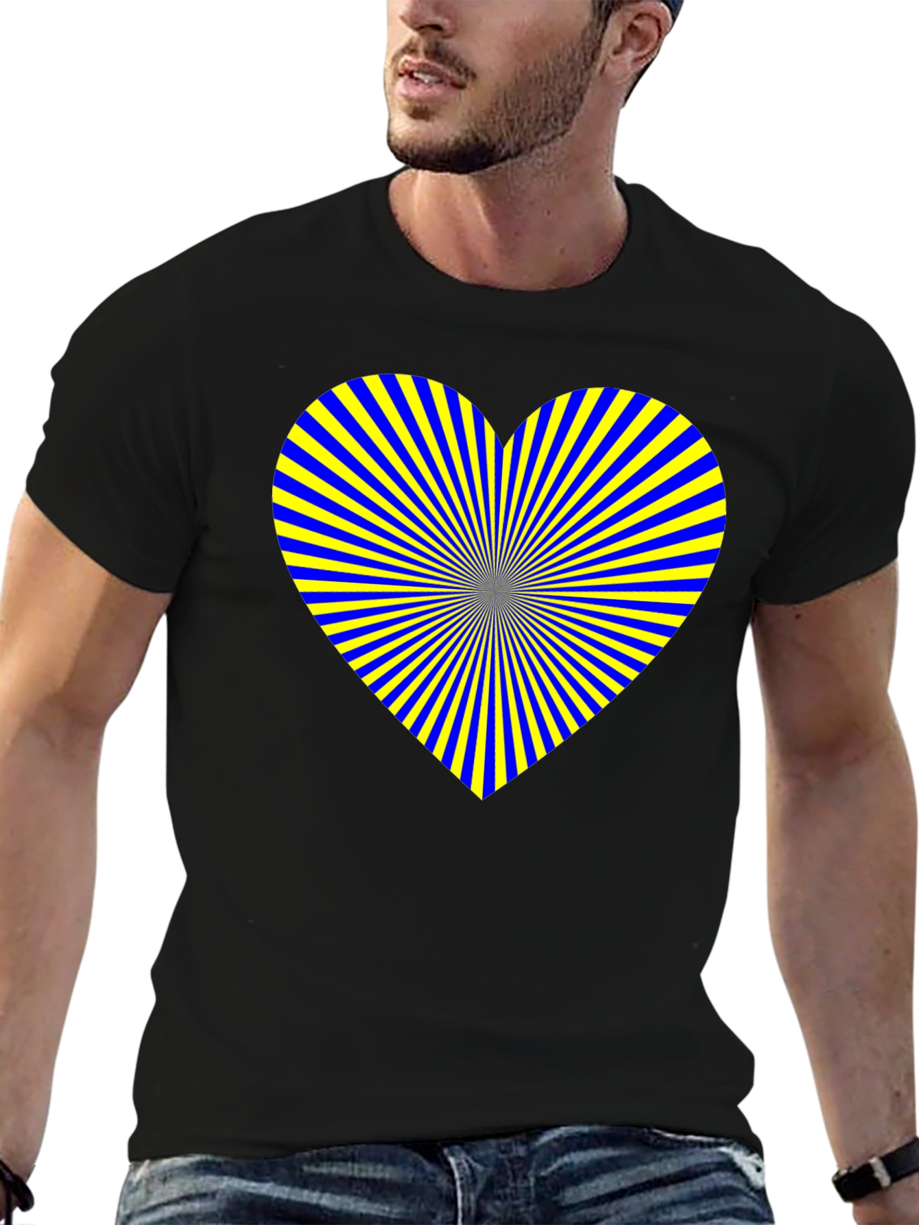 Heart Burst Graphic Tee - Soft Black Cotton