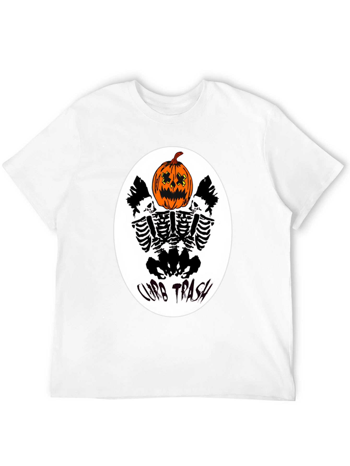Curb Trash Pumpkin Skeleton Graphic Tee