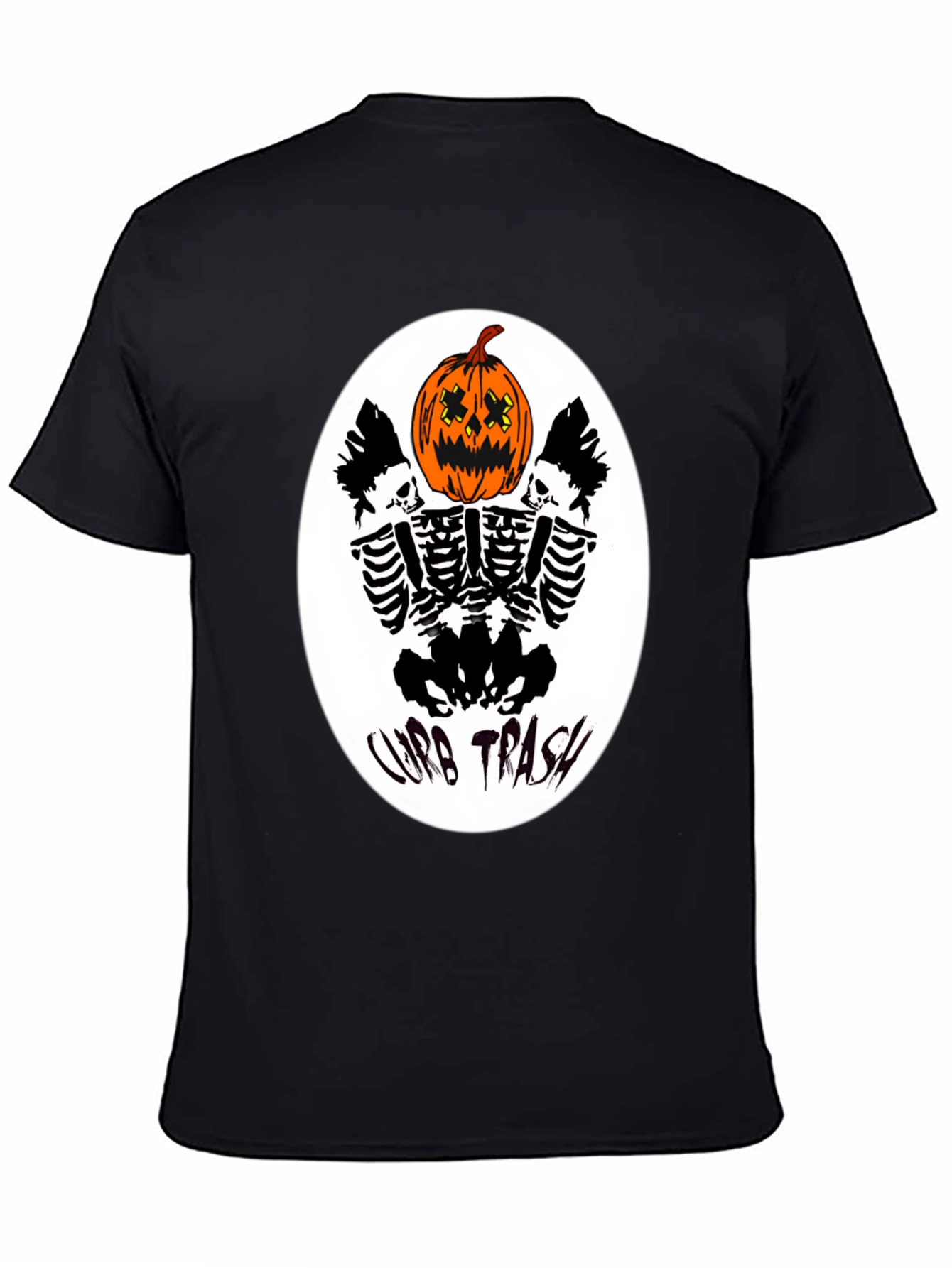 Curb Trash Pumpkin Skeleton Graphic Tee