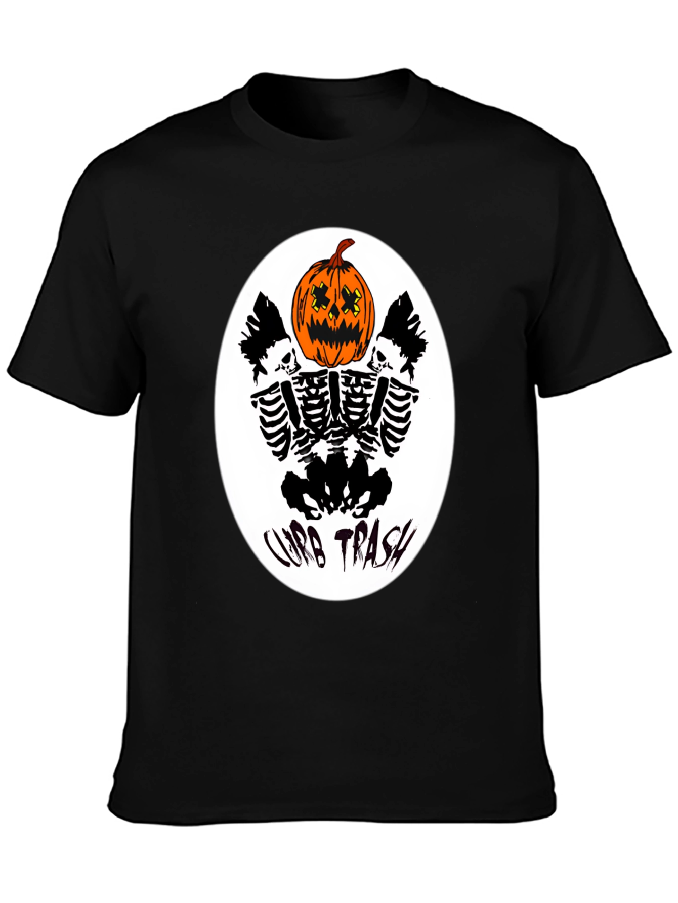 Curb Trash Pumpkin Skeleton Graphic Tee