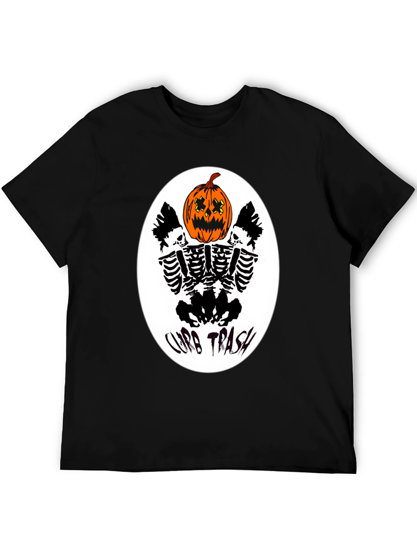 Curb Trash Pumpkin Skeleton Graphic Tee