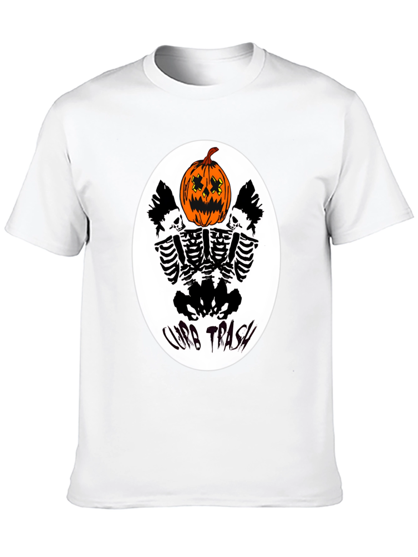 Curb Trash Pumpkin Skeleton Graphic Tee