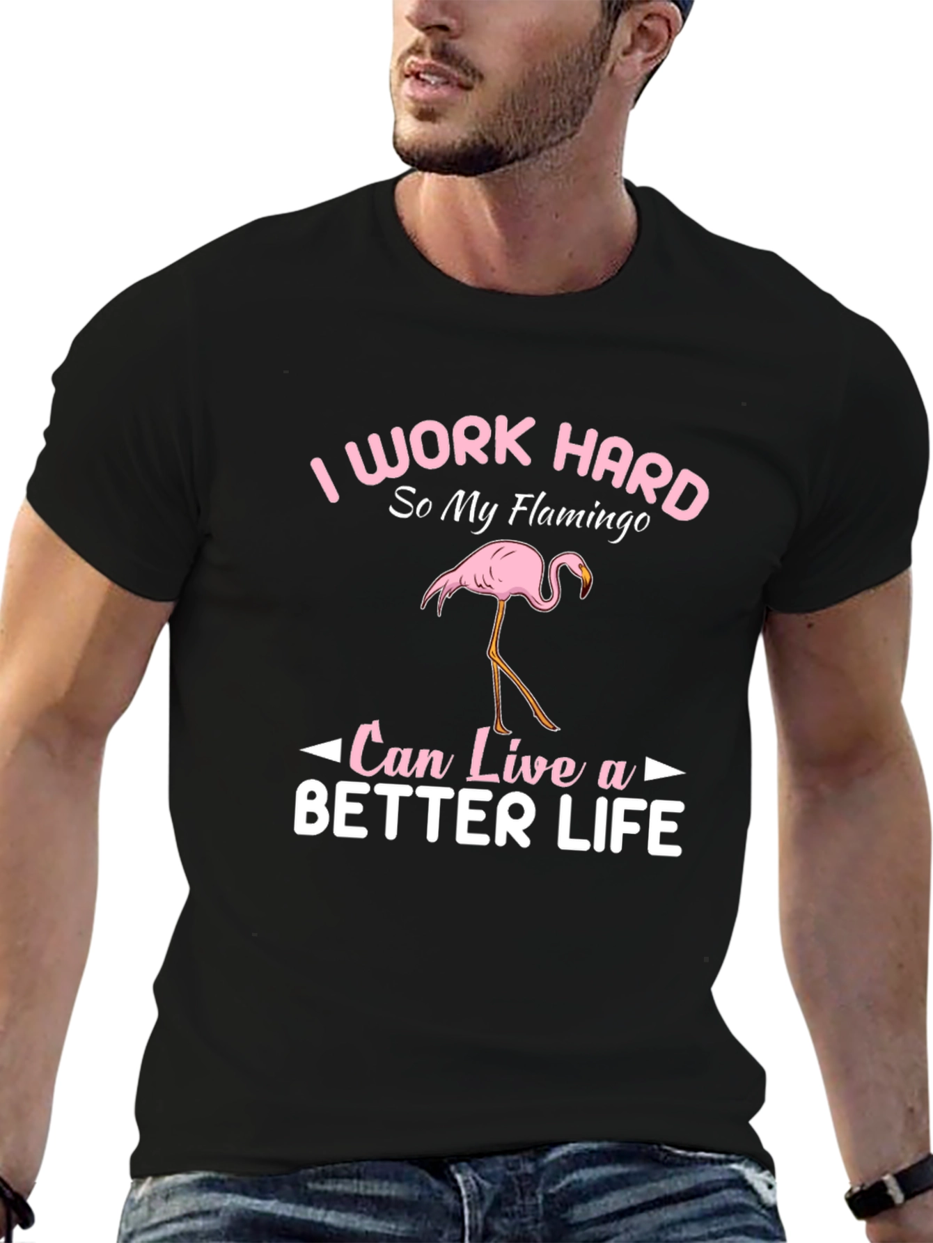 I Work Hard Flamingo Graphic T-Shirt