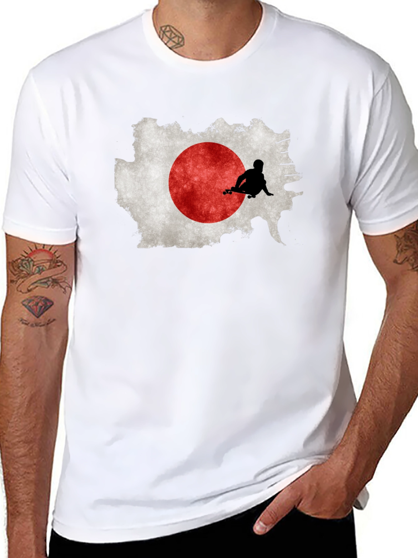 Japan Flag Skateboarder Graphic Tee