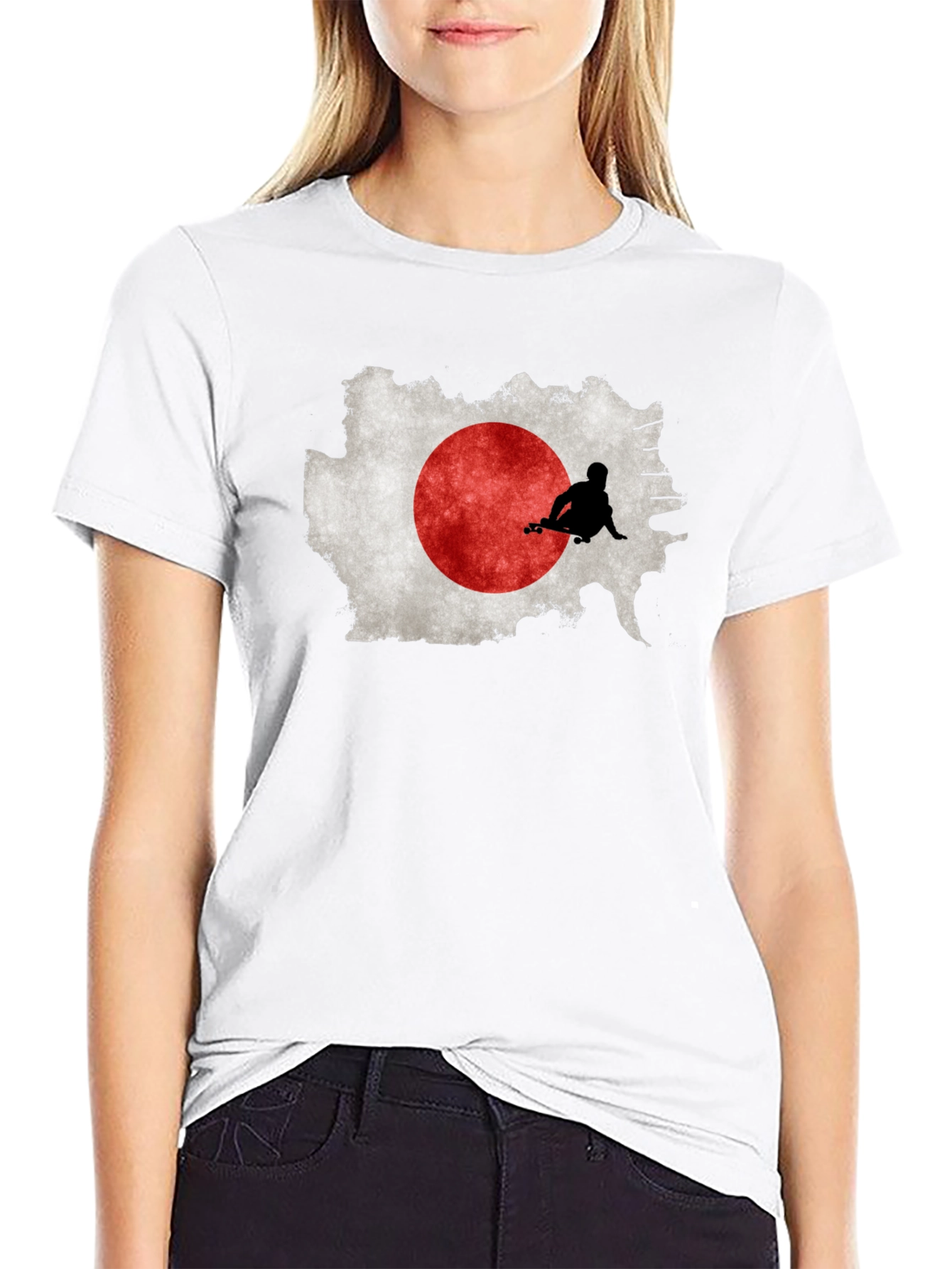 Japan Flag Skateboarder Graphic Tee