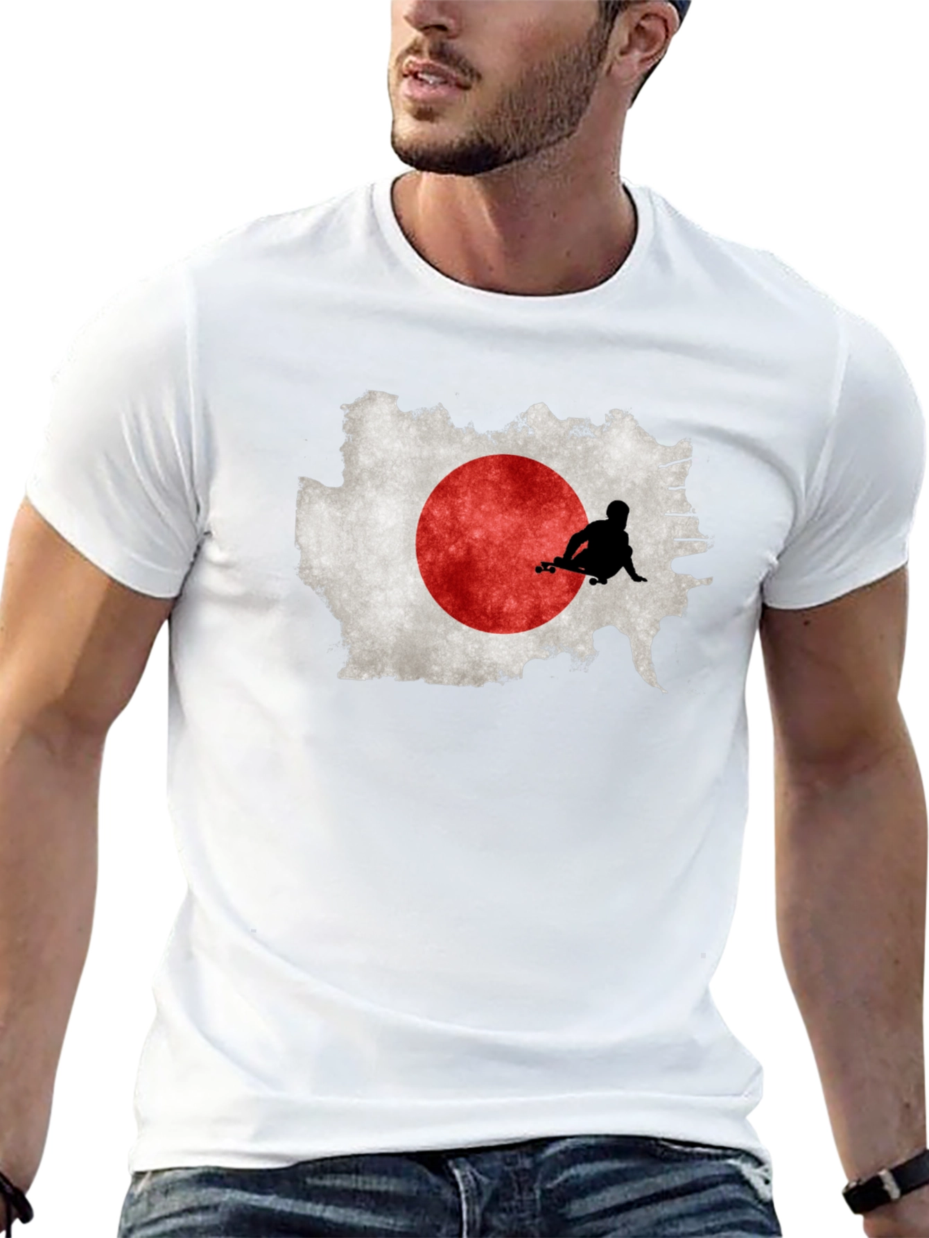 Japan Flag Skateboarder Graphic Tee