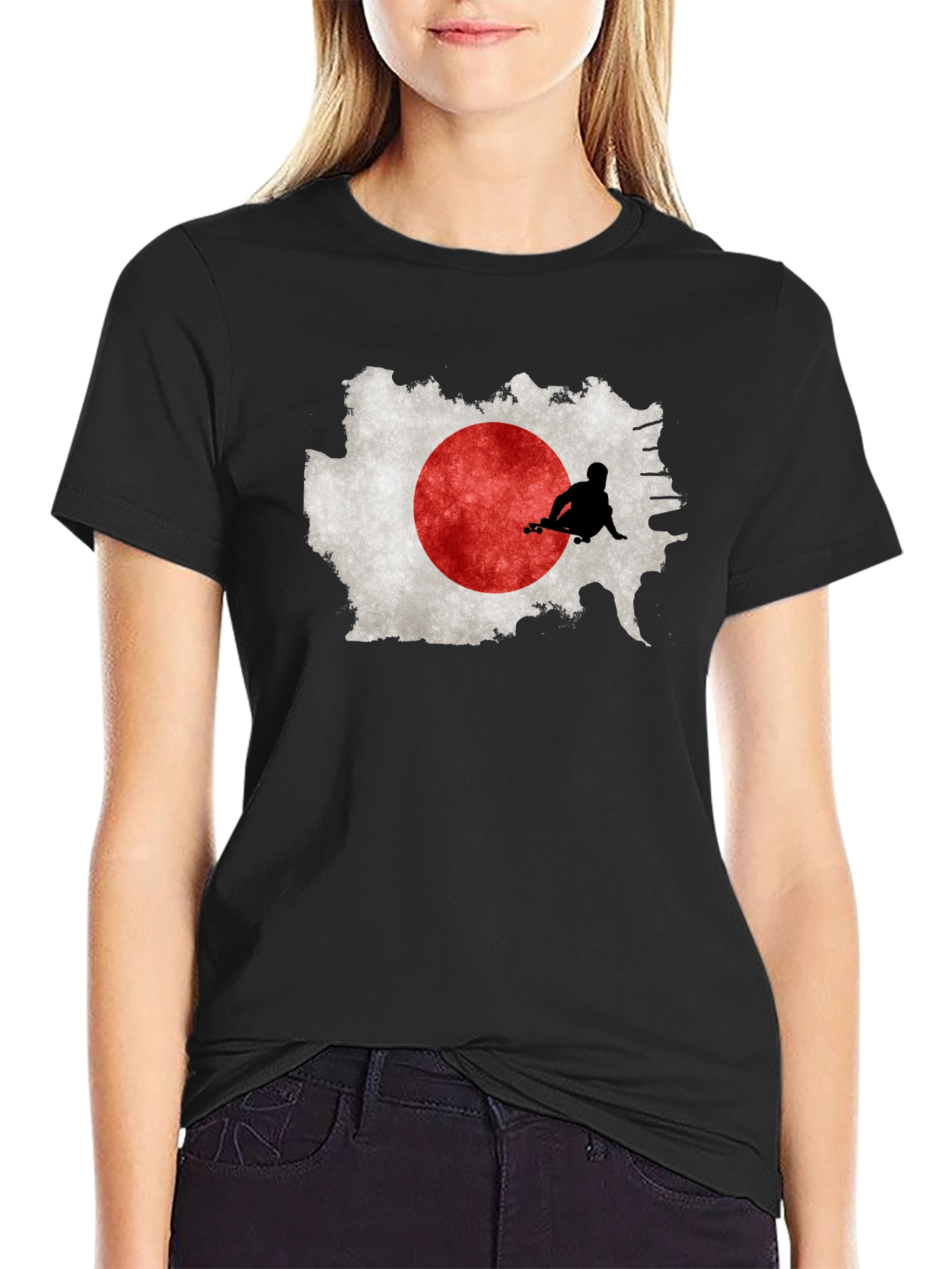 Japan Flag Skateboarder Graphic Tee