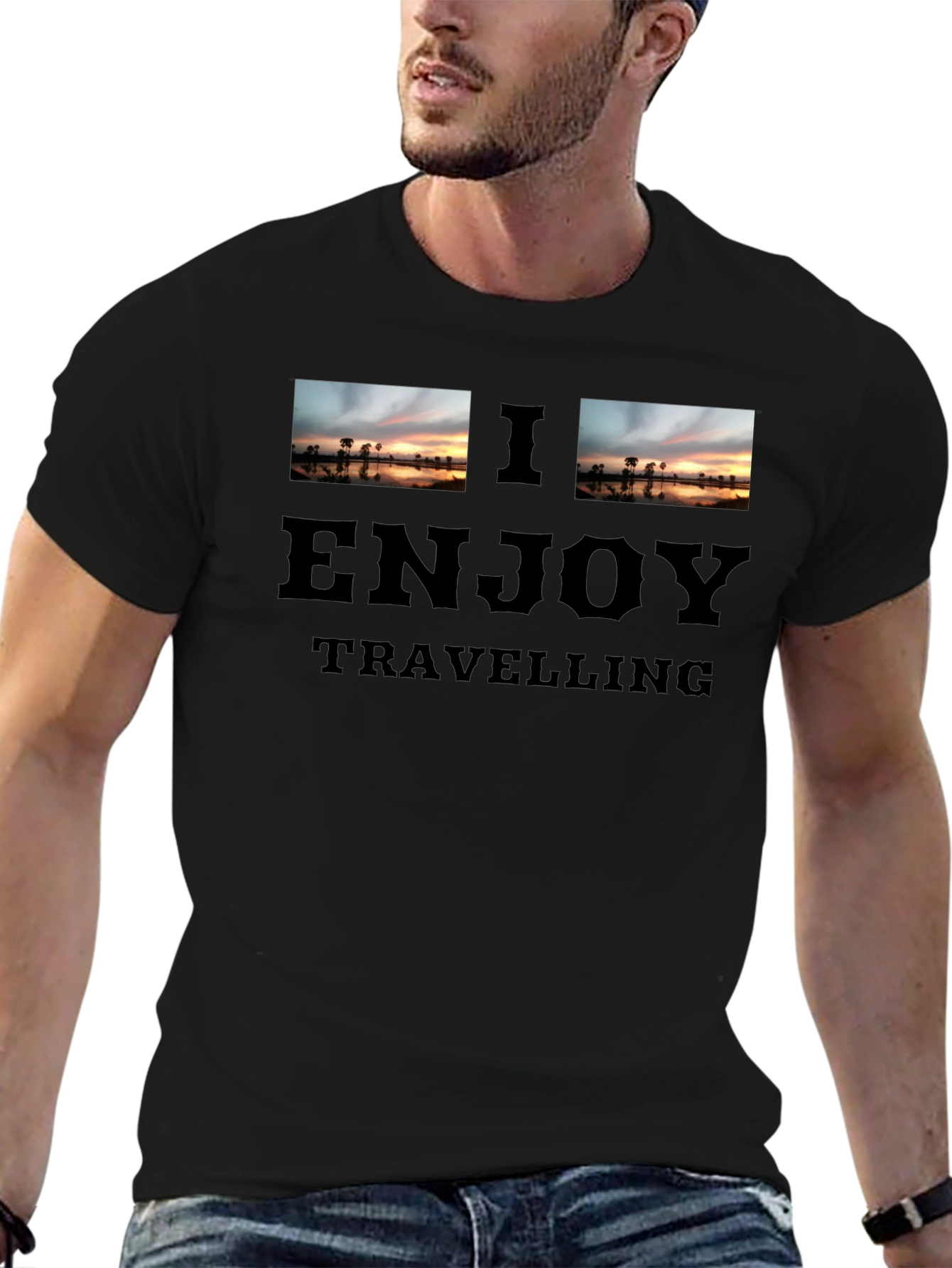 I Enjoy Travelling Black T-Shirt