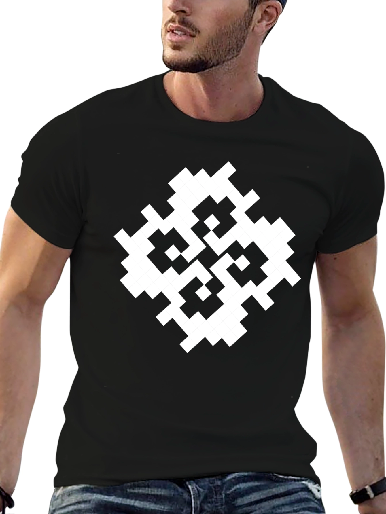 Abstract Geometric Pattern Black T-Shirt