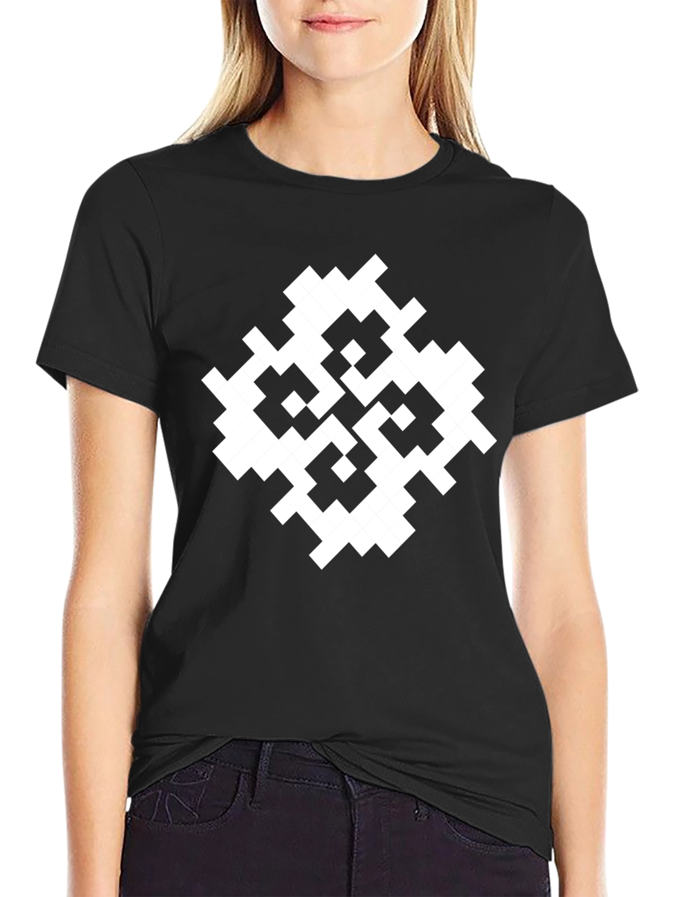 Abstract Geometric Pattern Black T-Shirt