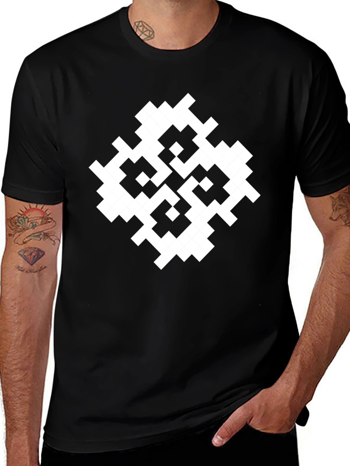 Abstract Geometric Pattern Black T-Shirt