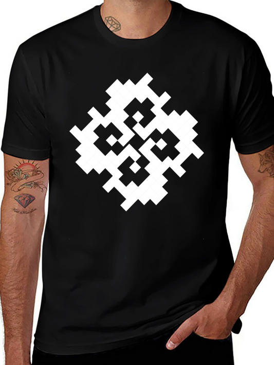 Abstract Geometric Pattern Black T-Shirt