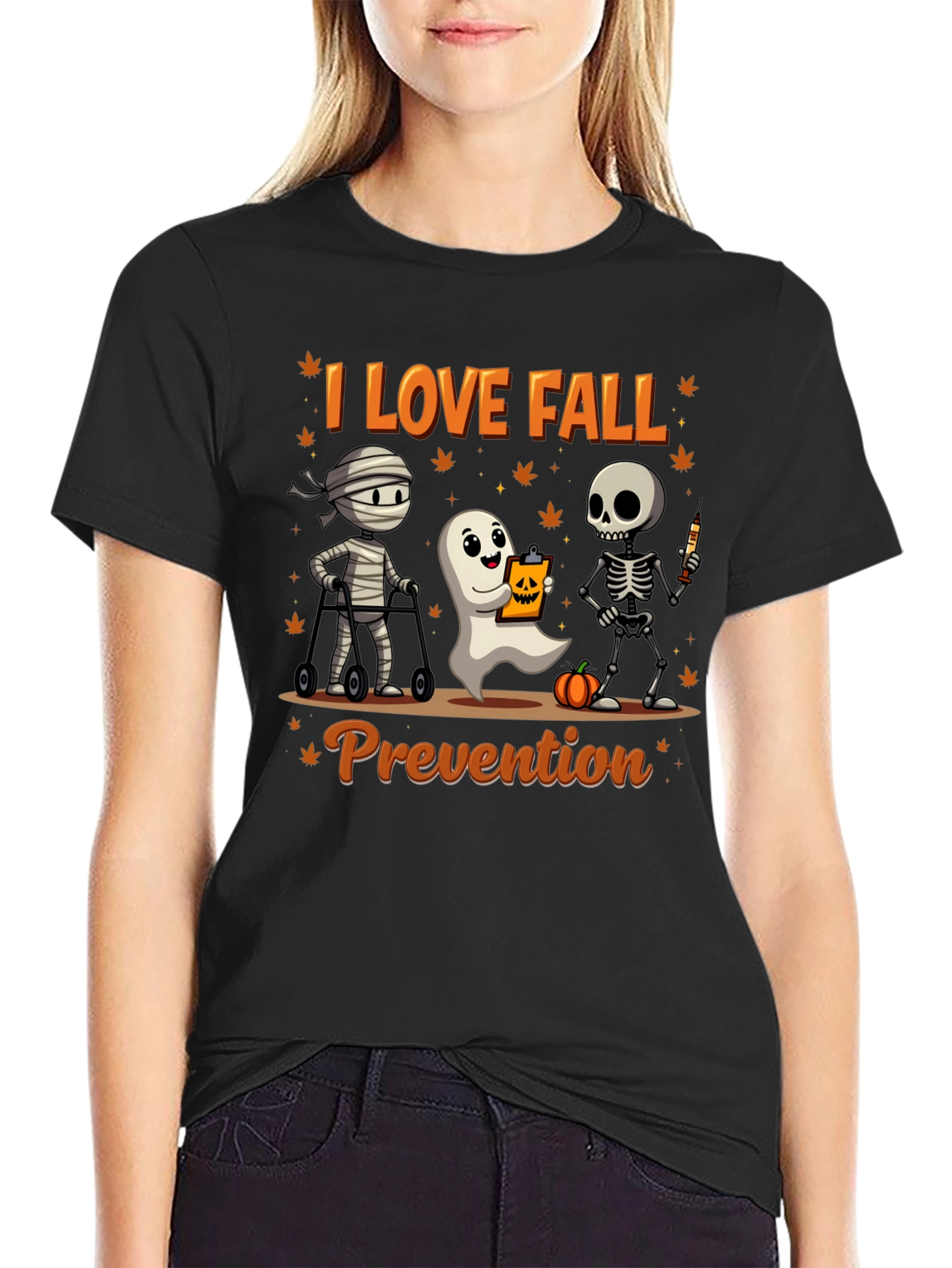 I Love Fall Prevention Halloween Graphic T-Shirt
