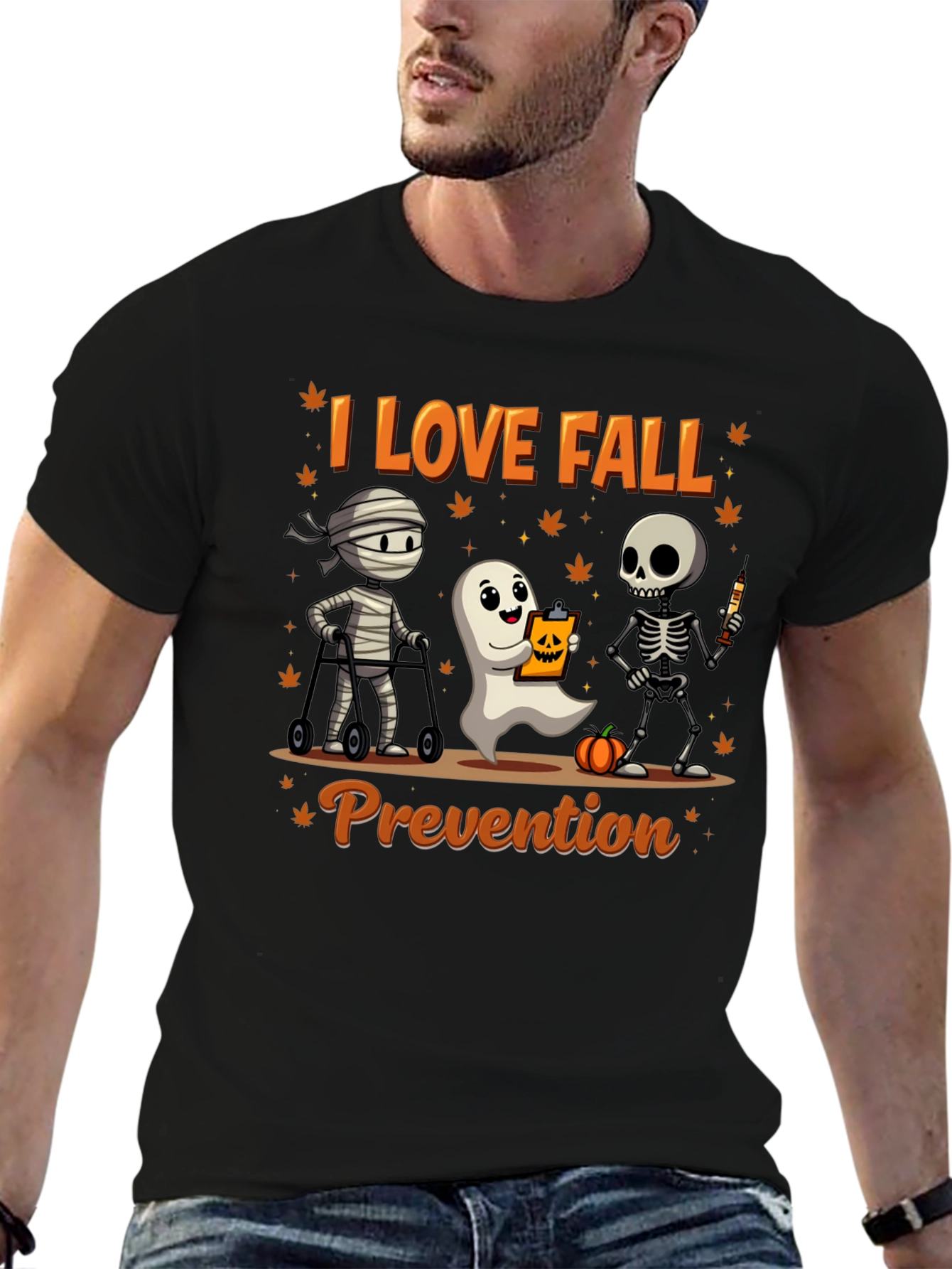 I Love Fall Prevention Halloween Graphic T-Shirt
