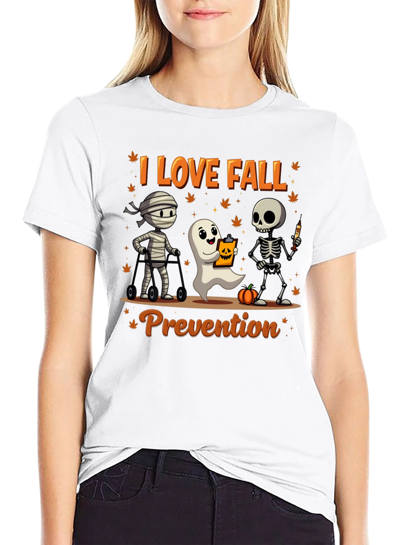 I Love Fall Prevention Halloween Graphic T-Shirt