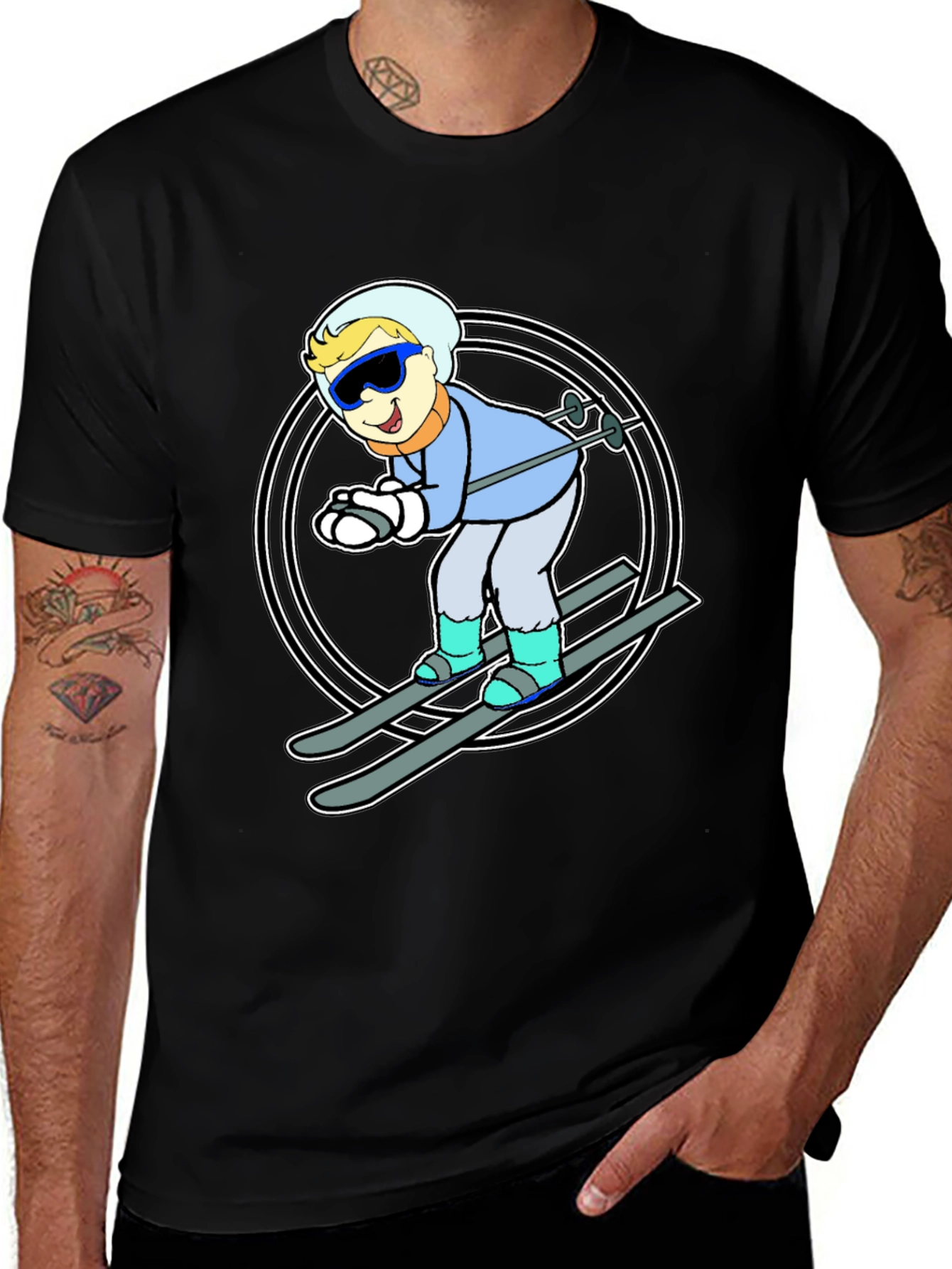 Skier Graphic T-Shirt - Fun Winter Sports Tee