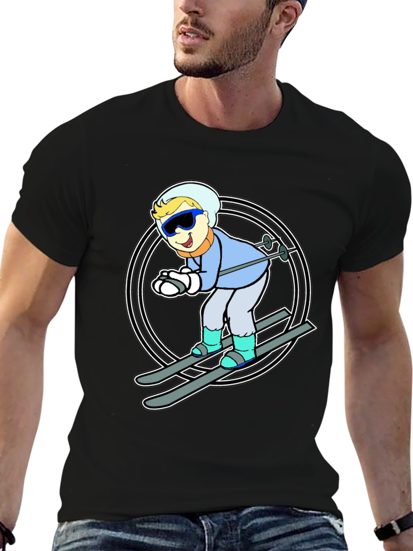 Skier Graphic T-Shirt - Fun Winter Sports Tee