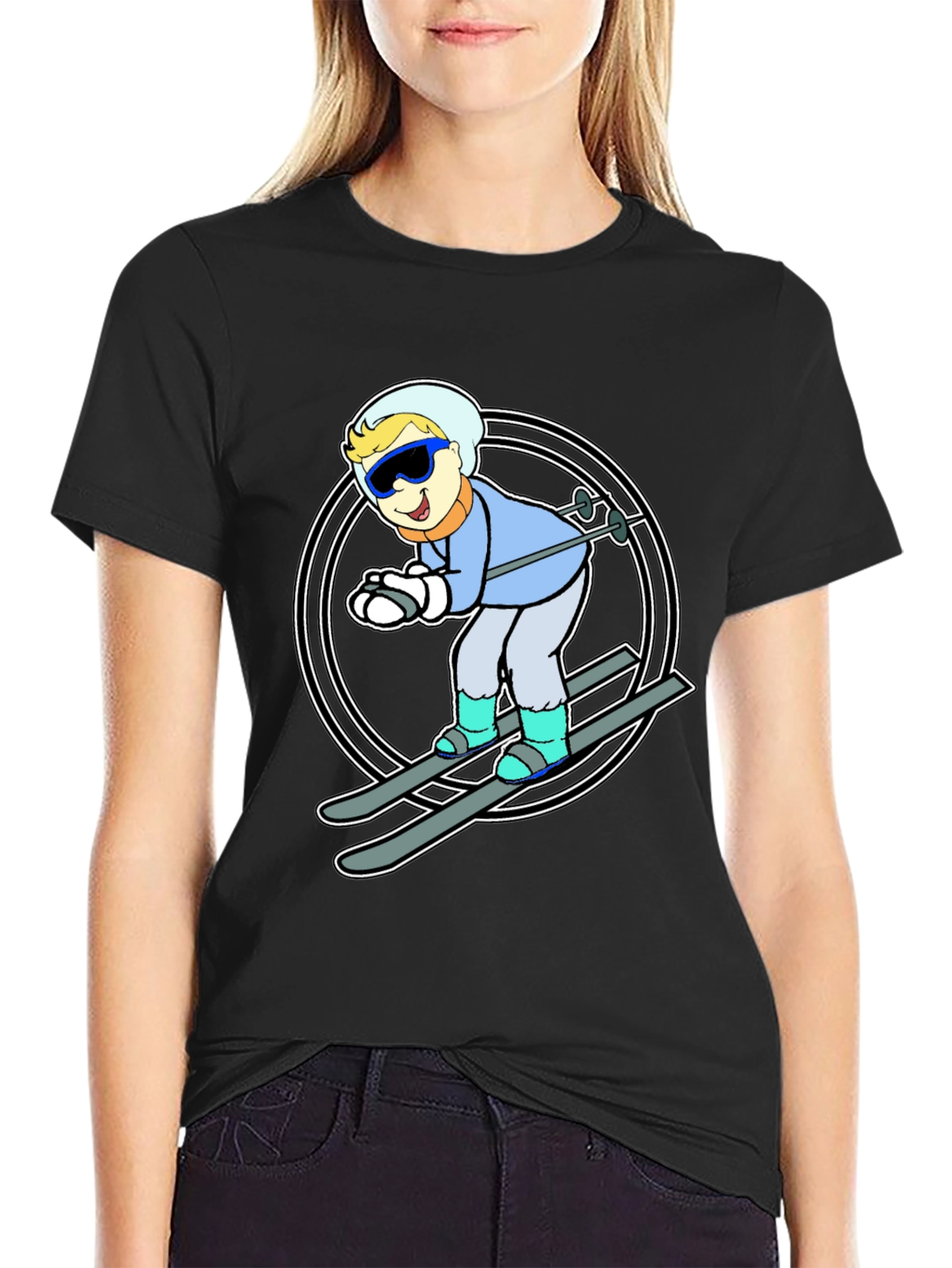 Skier Graphic T-Shirt - Fun Winter Sports Tee